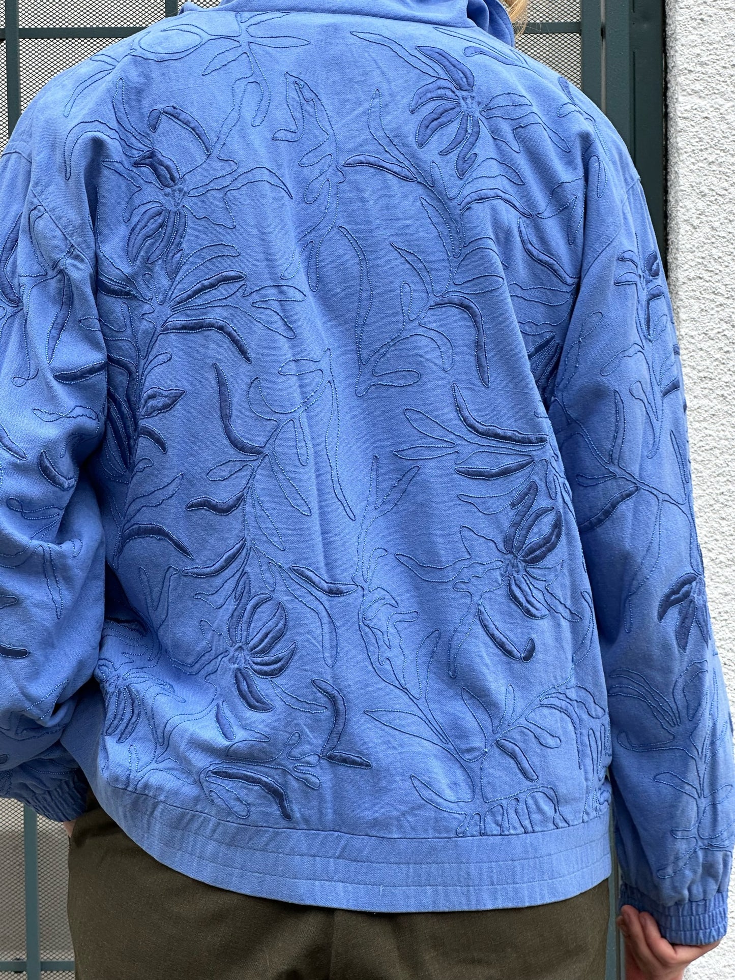 80s Great Cavalier by St. Paul blue embroidered raw silk jacket