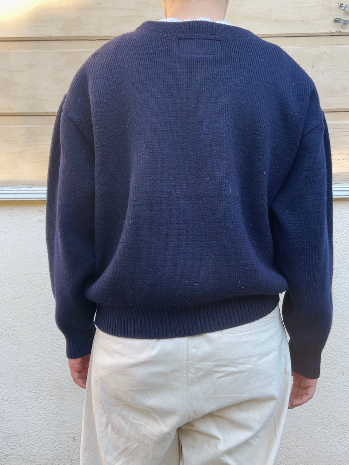 Y2K Filson navy wool boxy sweater