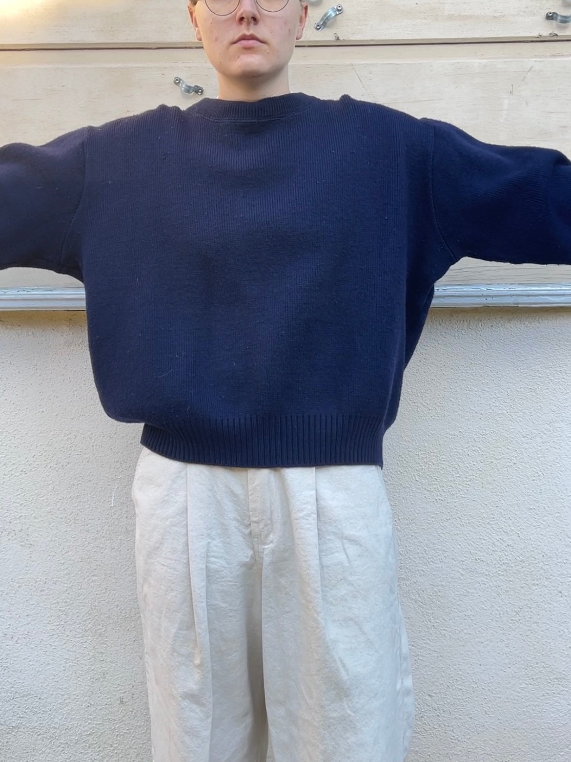 Y2K Filson navy wool boxy sweater