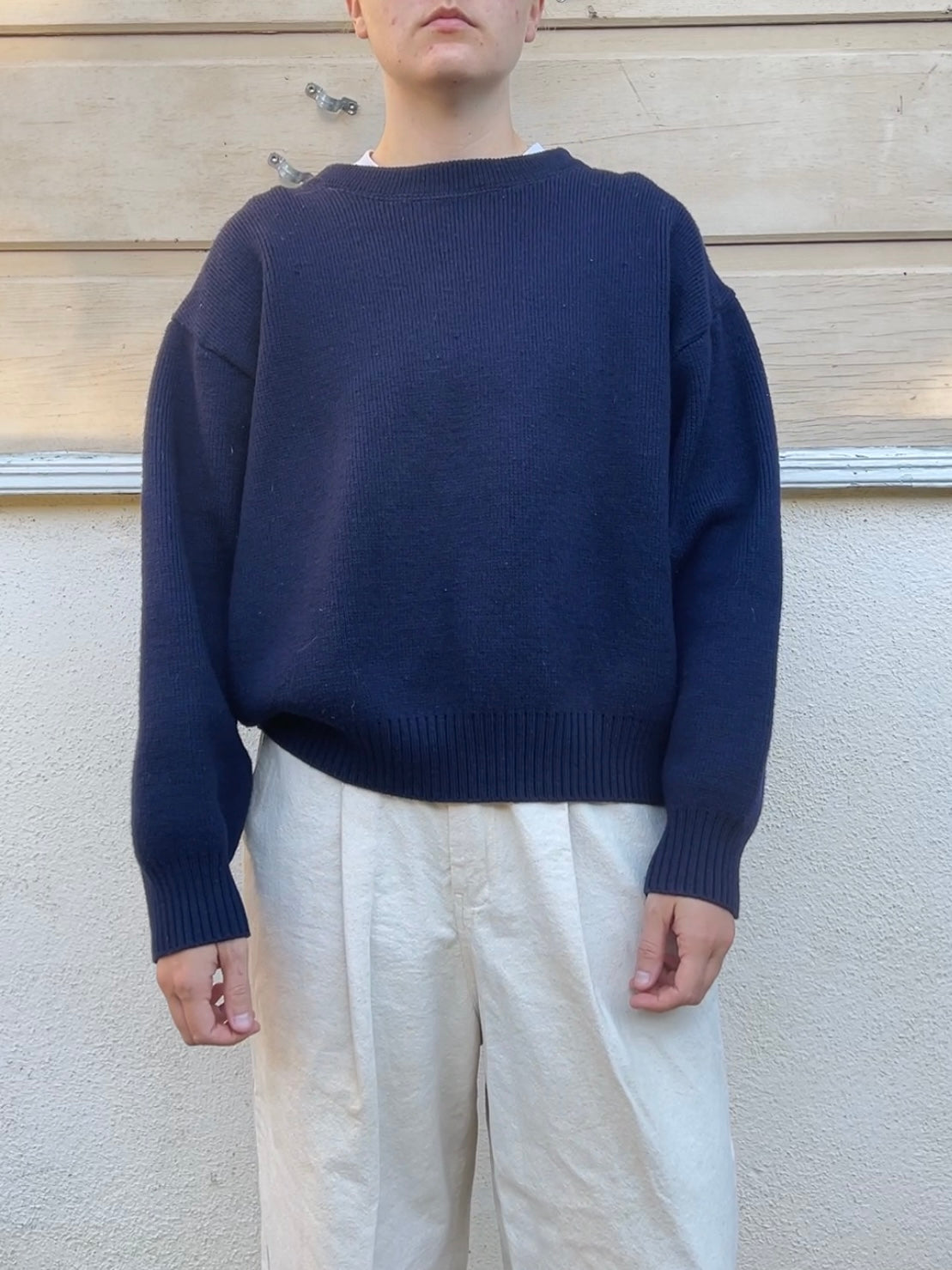 Y2K Filson navy wool boxy sweater