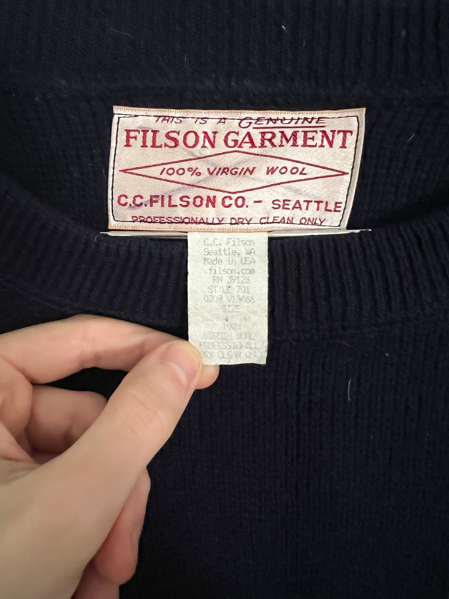 Y2K Filson navy wool boxy sweater