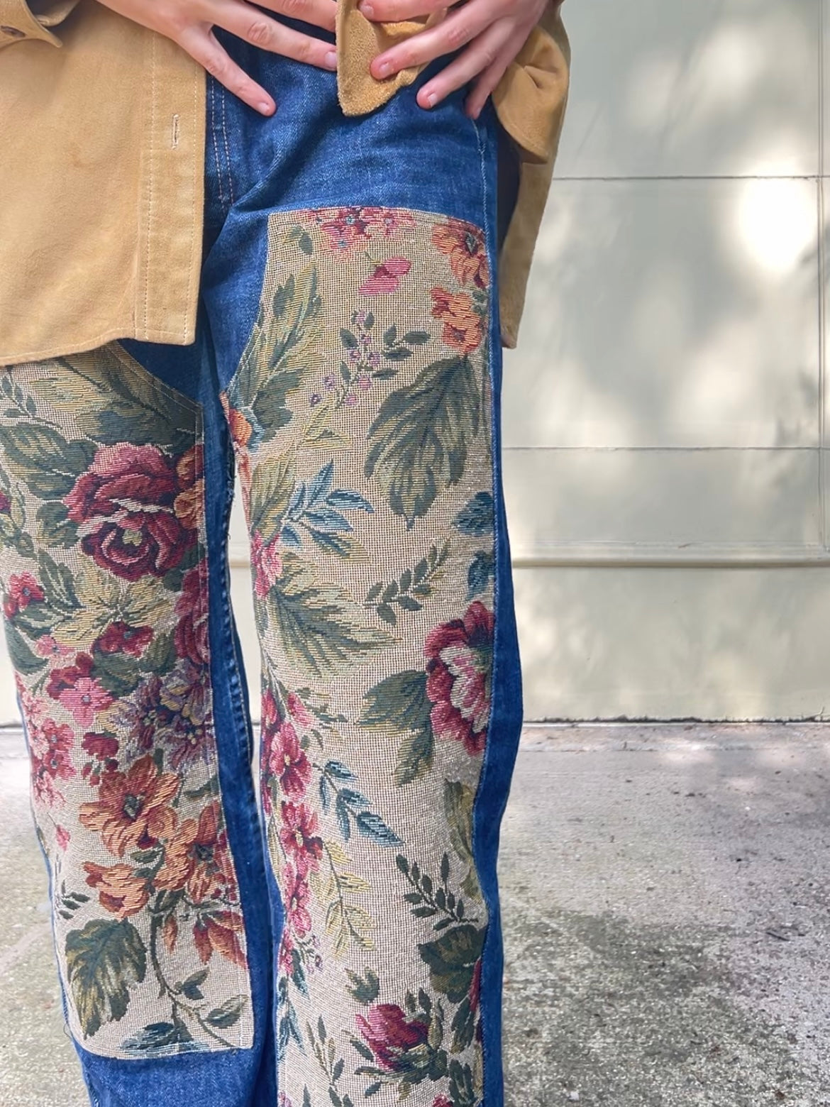 90s Levi's midwash 501s with floral patch rework