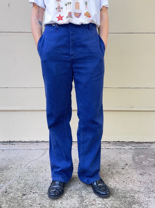 70s/80s Sanfor French workwear trousers with back buckle