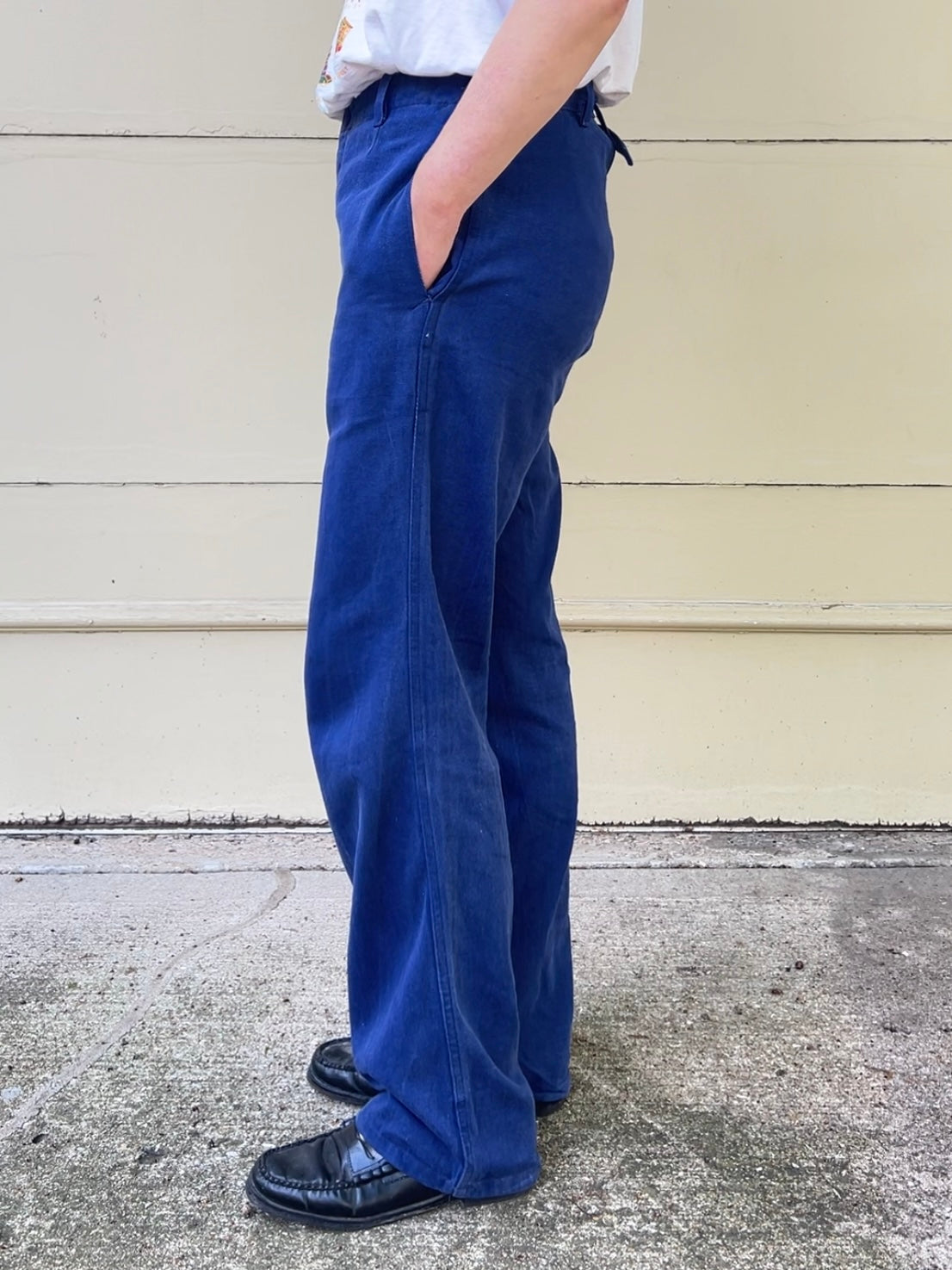 70s/80s Sanfor French workwear trousers with back buckle