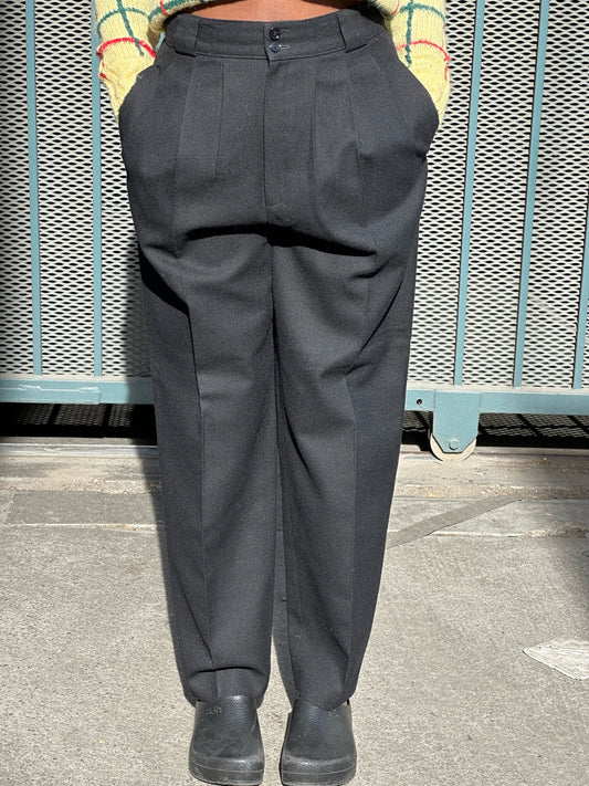 90s Giorgio Sant Angelo black wool pleated trousers