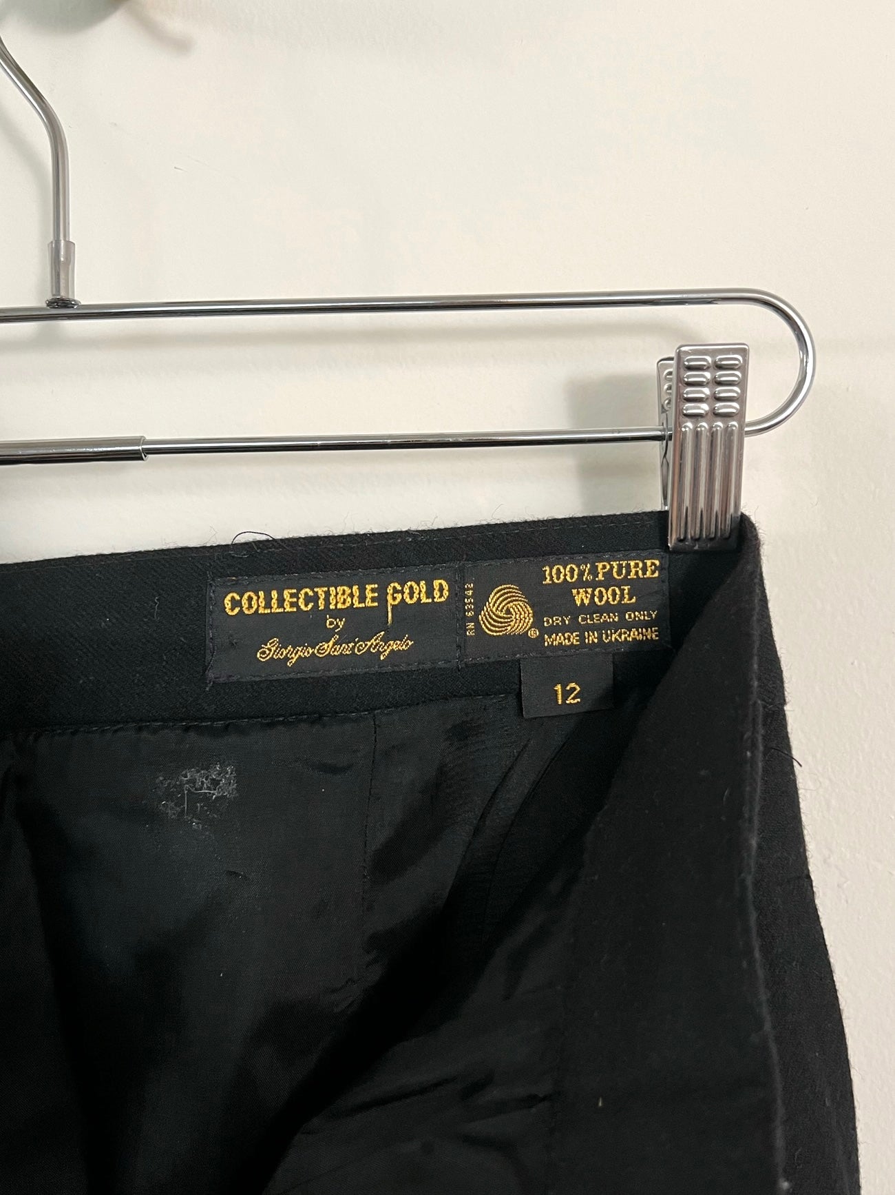 90s Giorgio Sant Angelo black wool pleated trousers