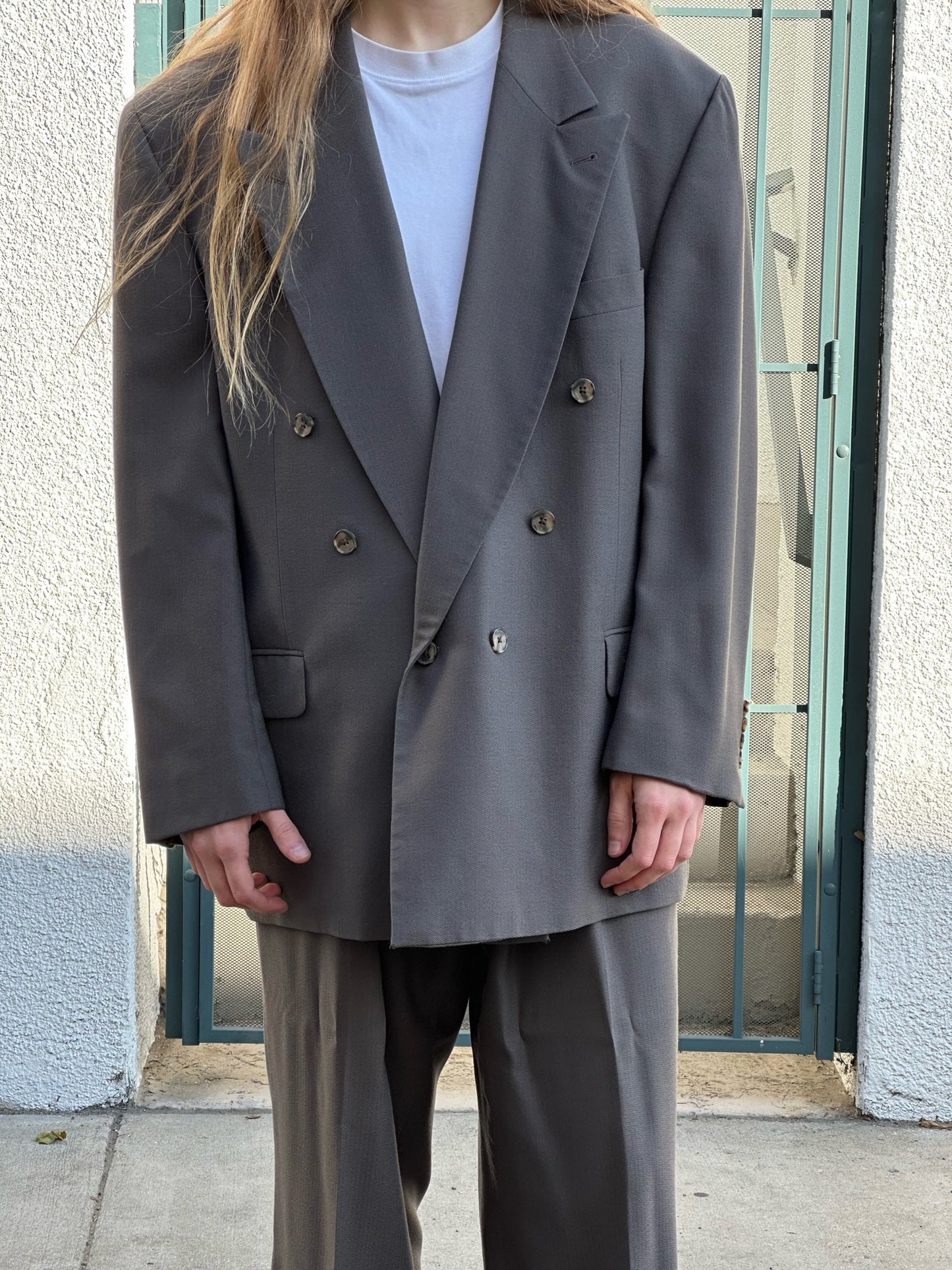 80s Joseph Abboud gray double breasted suit