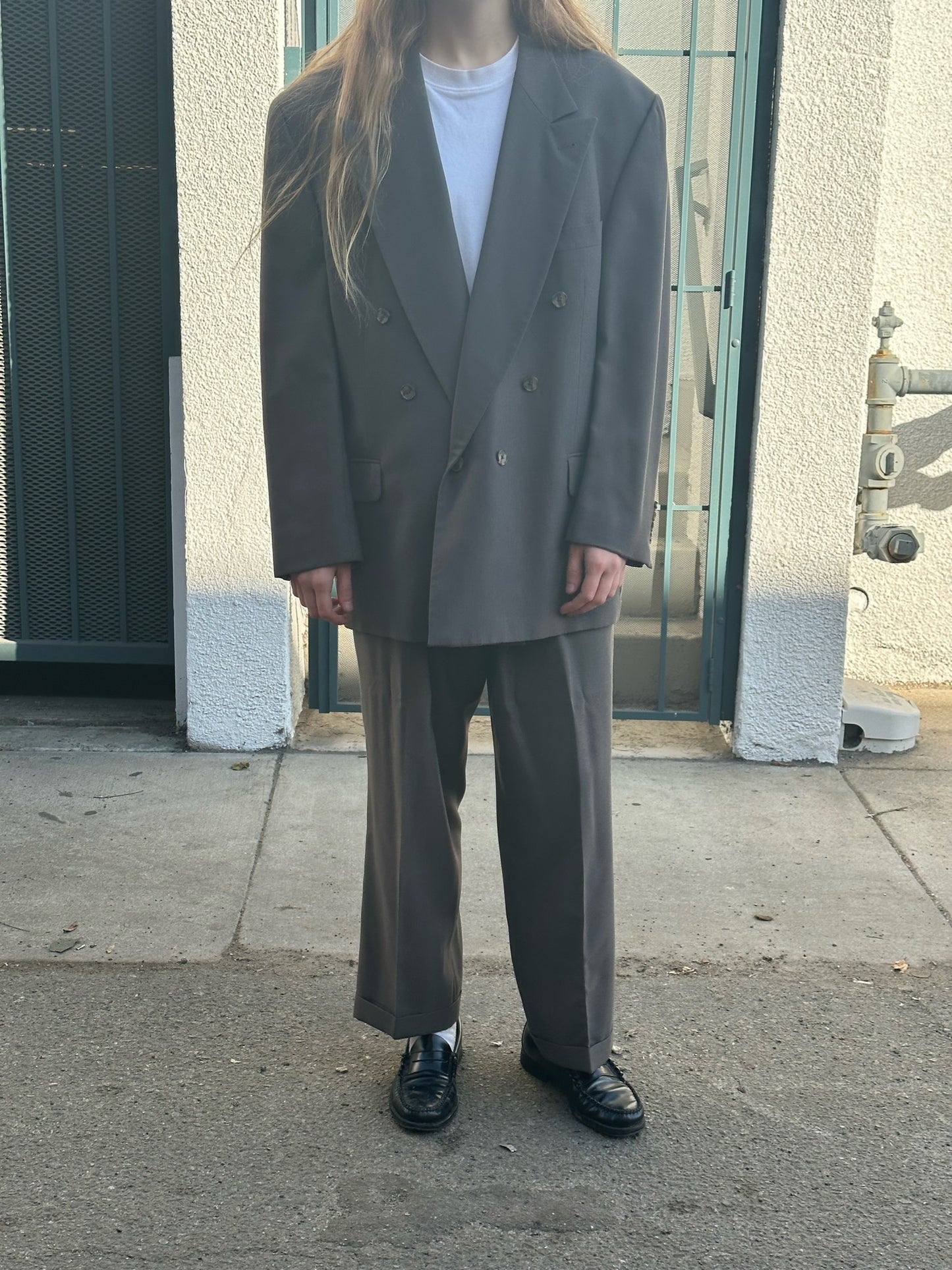 80s Joseph Abboud gray double breasted suit