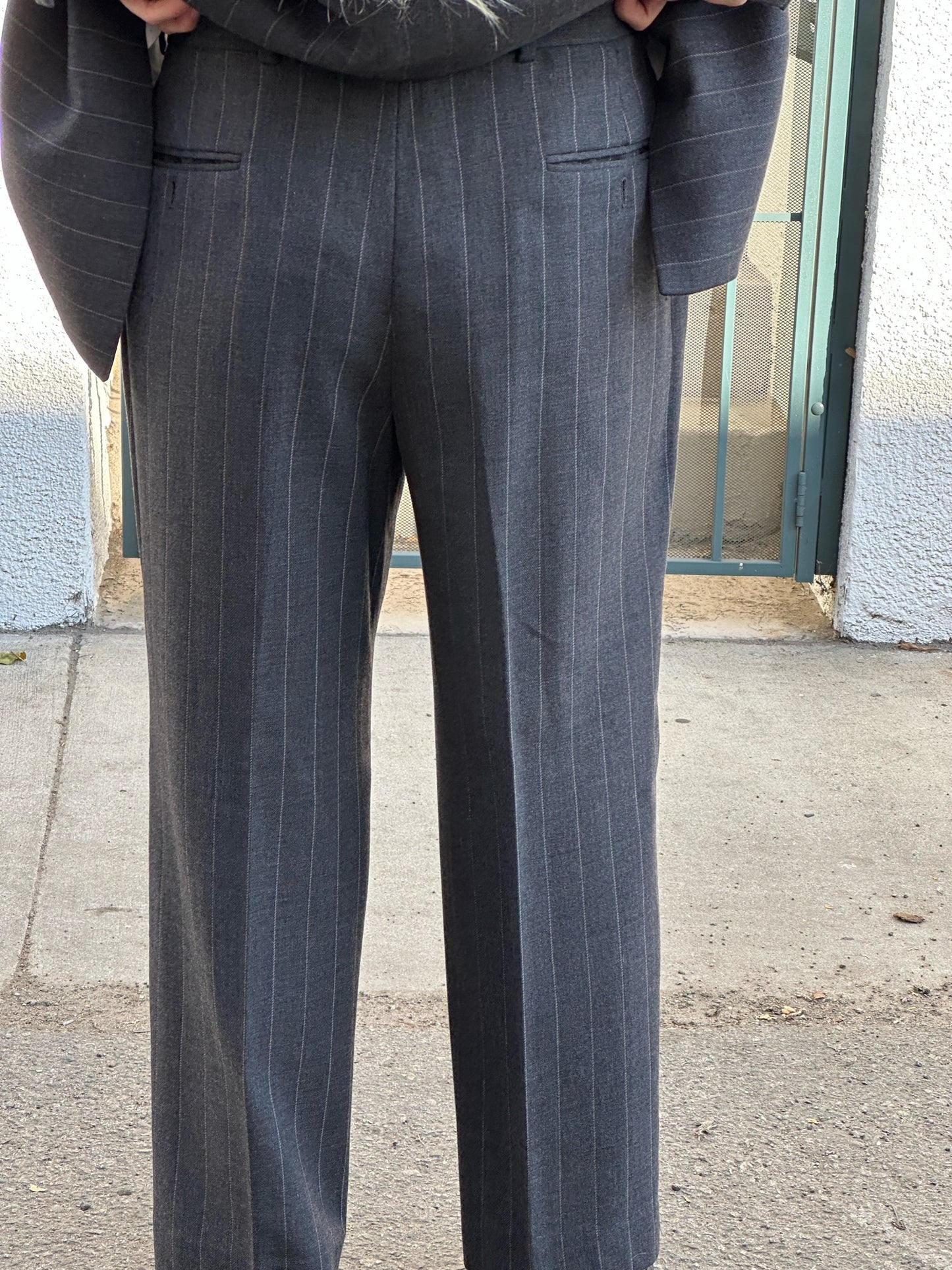 90s Joseph Abboud gray pinstripe double-breasted suit