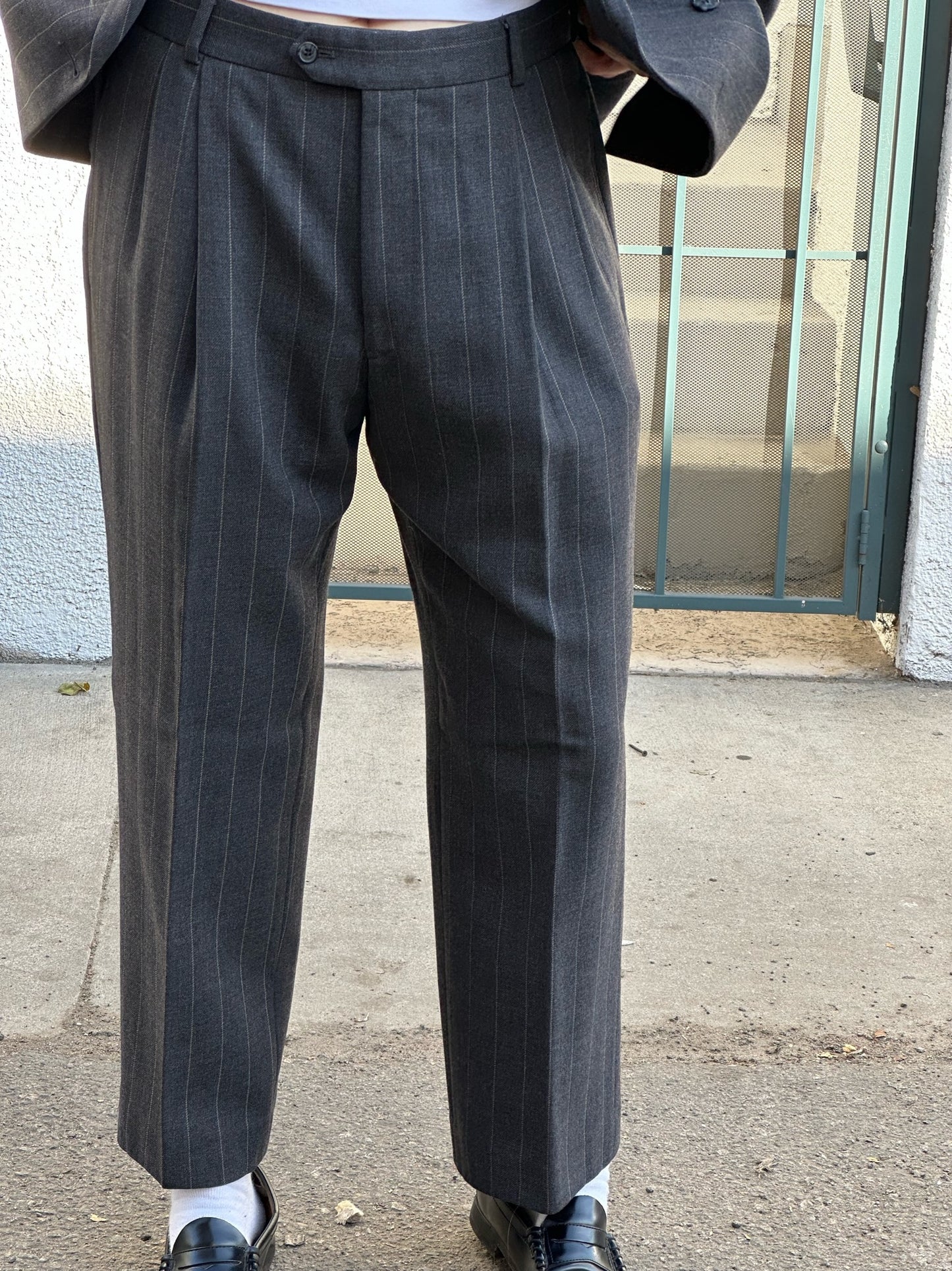 90s Joseph Abboud gray pinstripe double-breasted suit