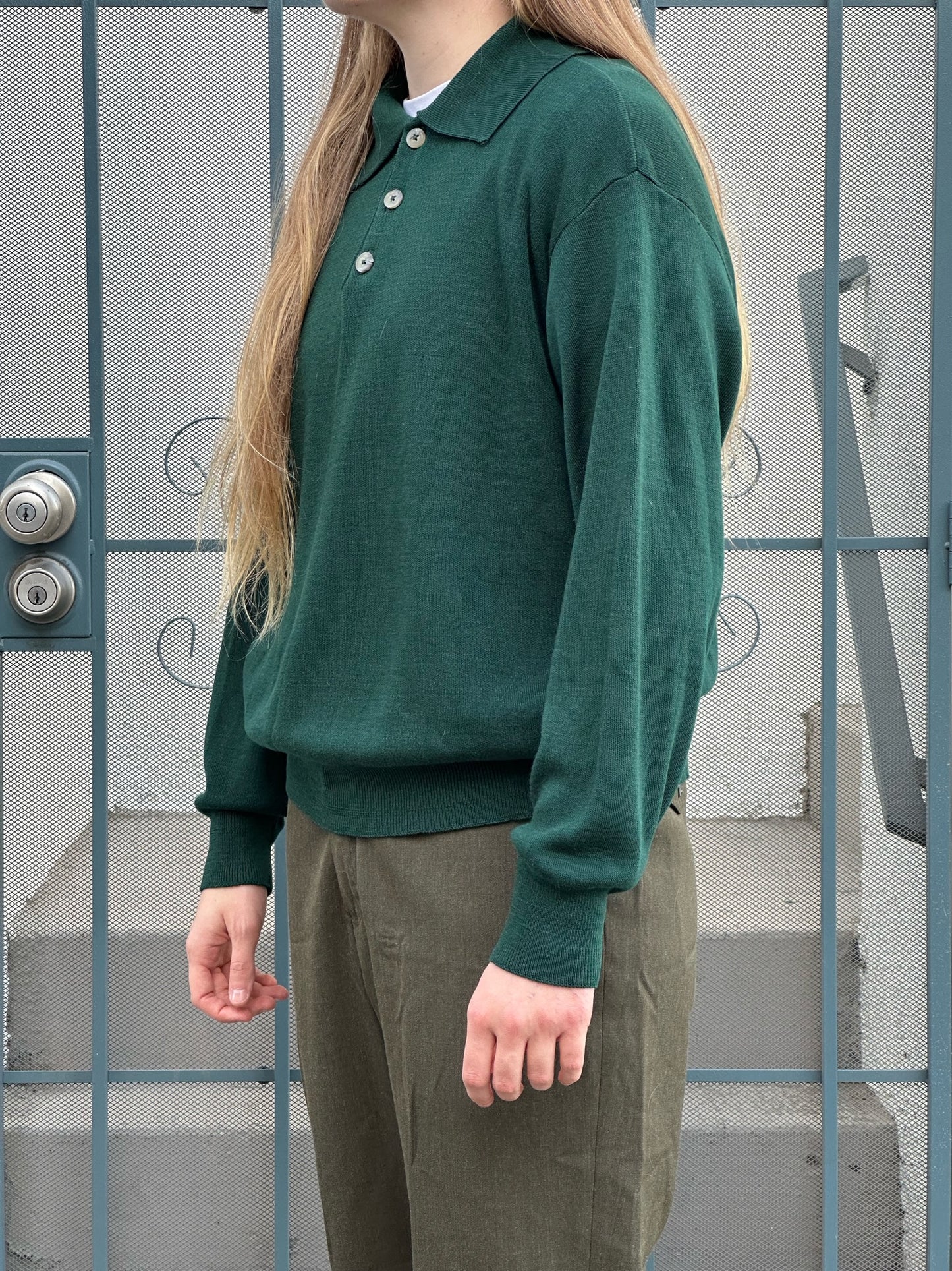 80s/90s Jantzen forest green polo collared sweater