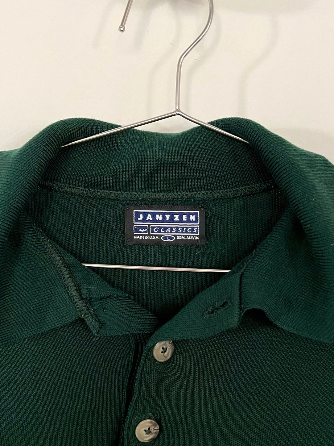 80s/90s Jantzen forest green polo collared sweater