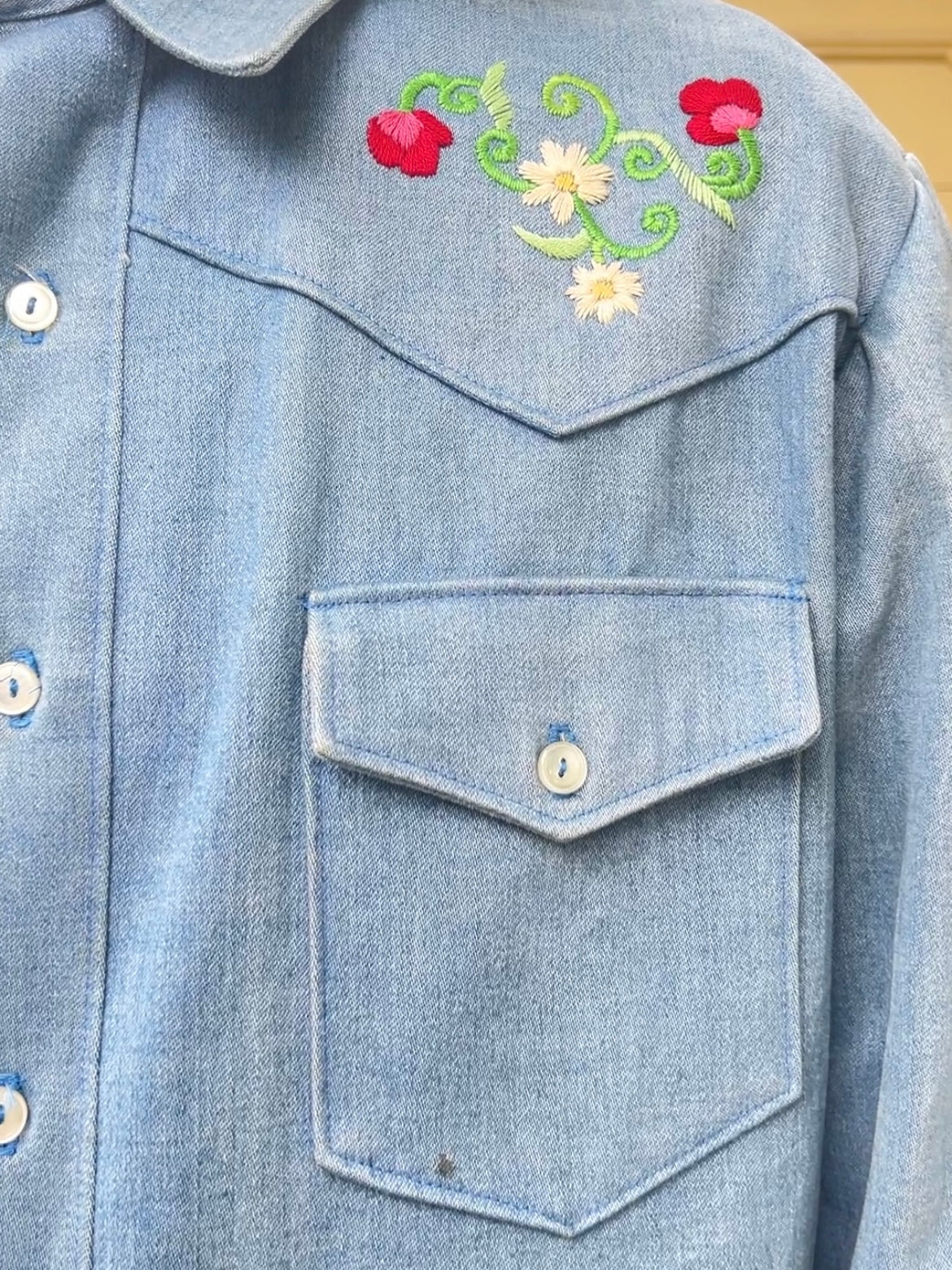 60s/70s Handmade by Susan embroidered floral western shirt