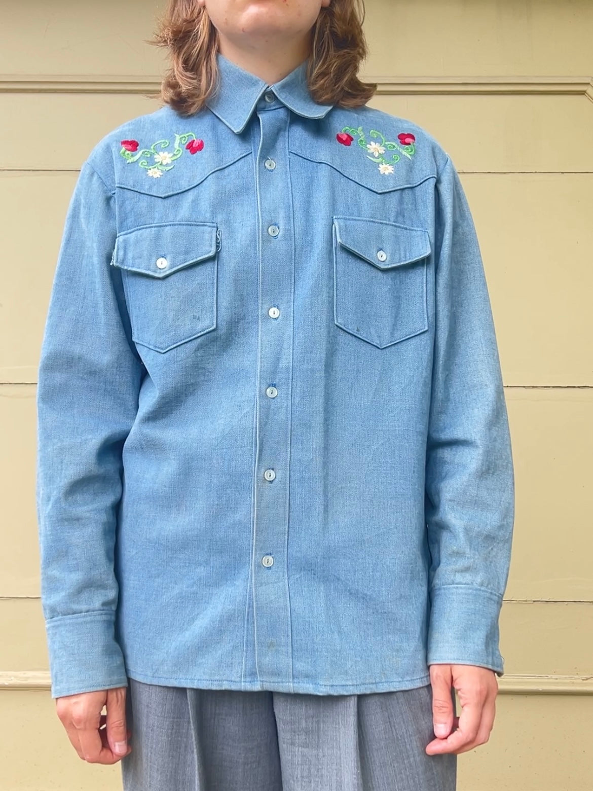 60s/70s Handmade by Susan embroidered floral western shirt