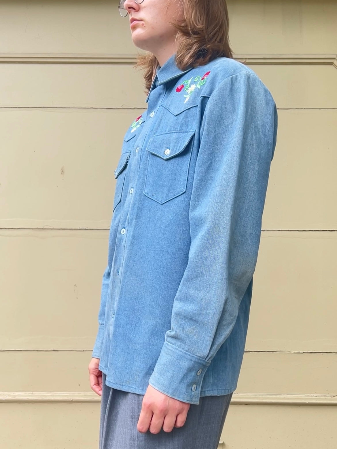 60s/70s Handmade by Susan embroidered floral western shirt