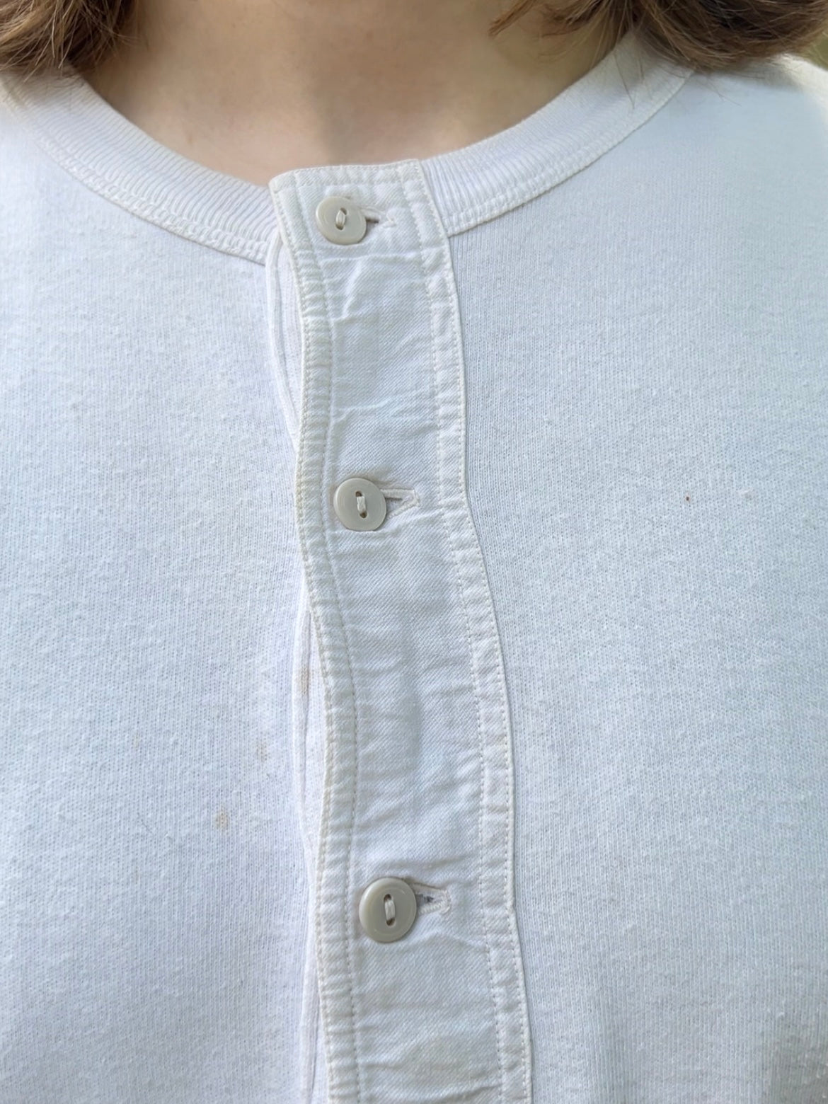 50s/60s Interlock white henley tee