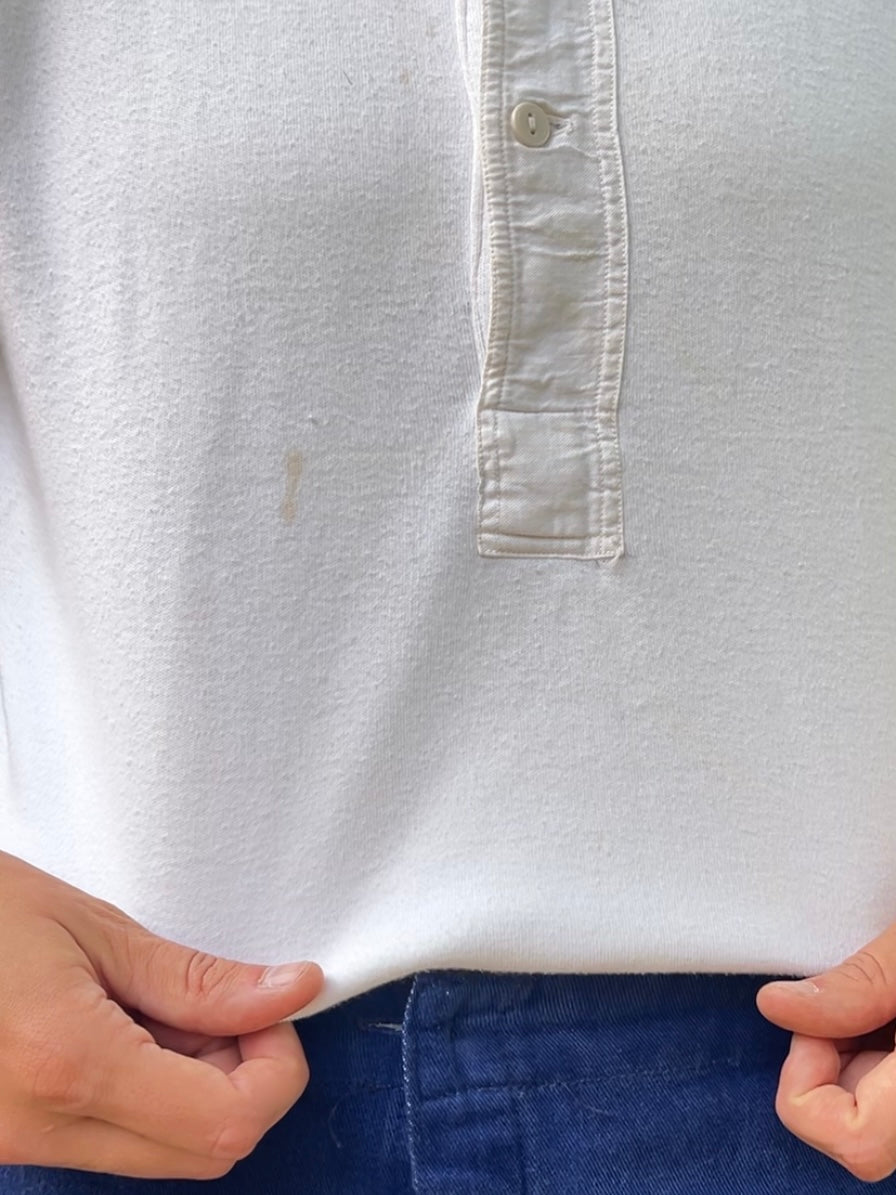 50s/60s Interlock white henley tee