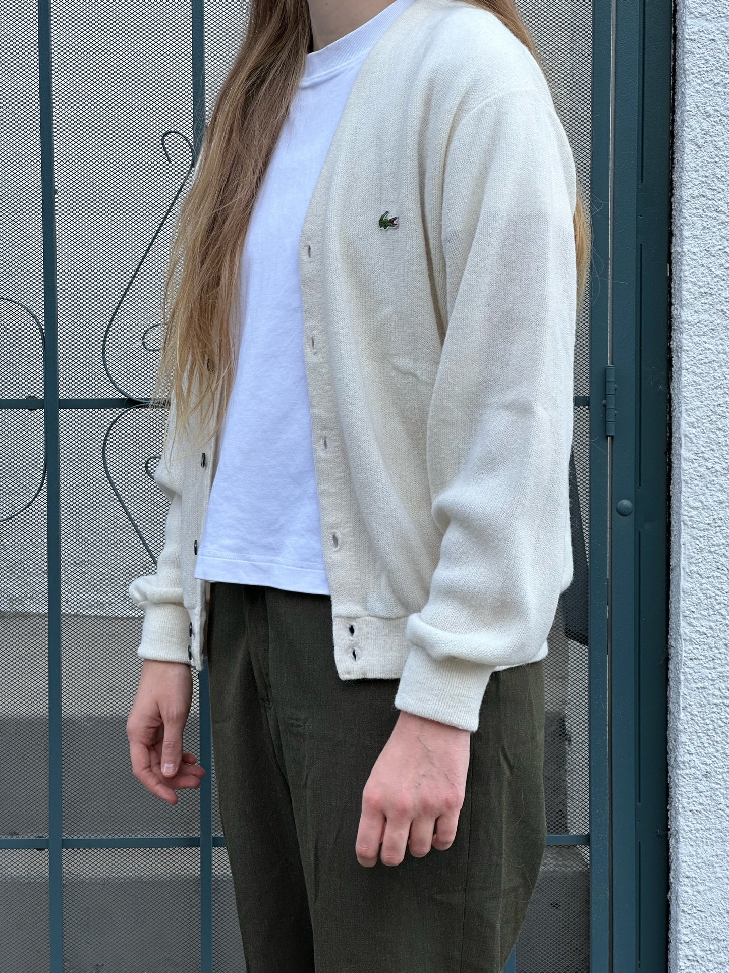 60s Izod Lacoste cream cardigan