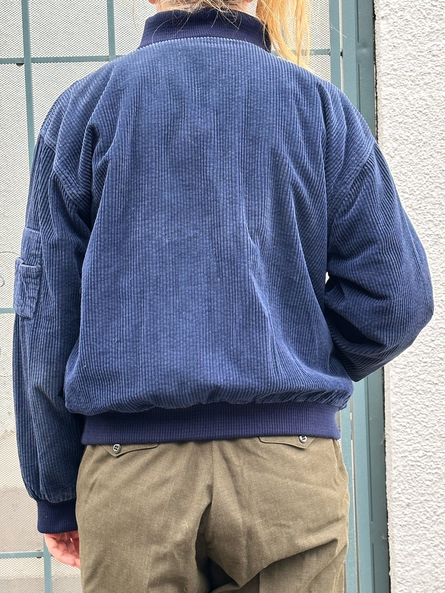 90s Valentino Jeans navy corduroy bomber jacket