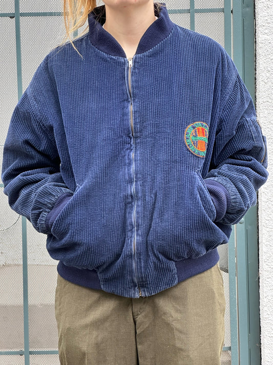 90s Valentino Jeans navy corduroy bomber jacket