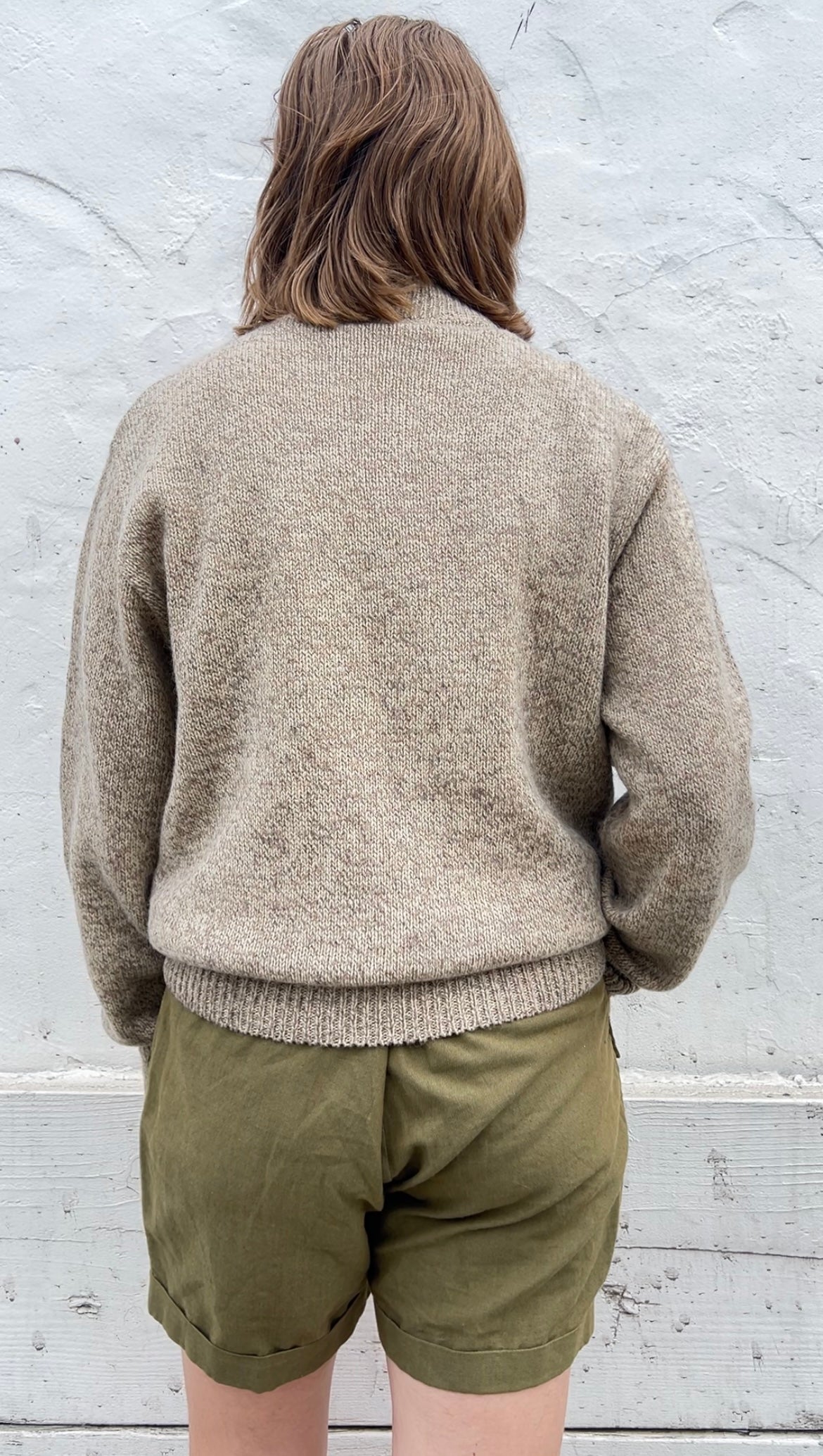 80s Northern Isles beige marl henley sweater