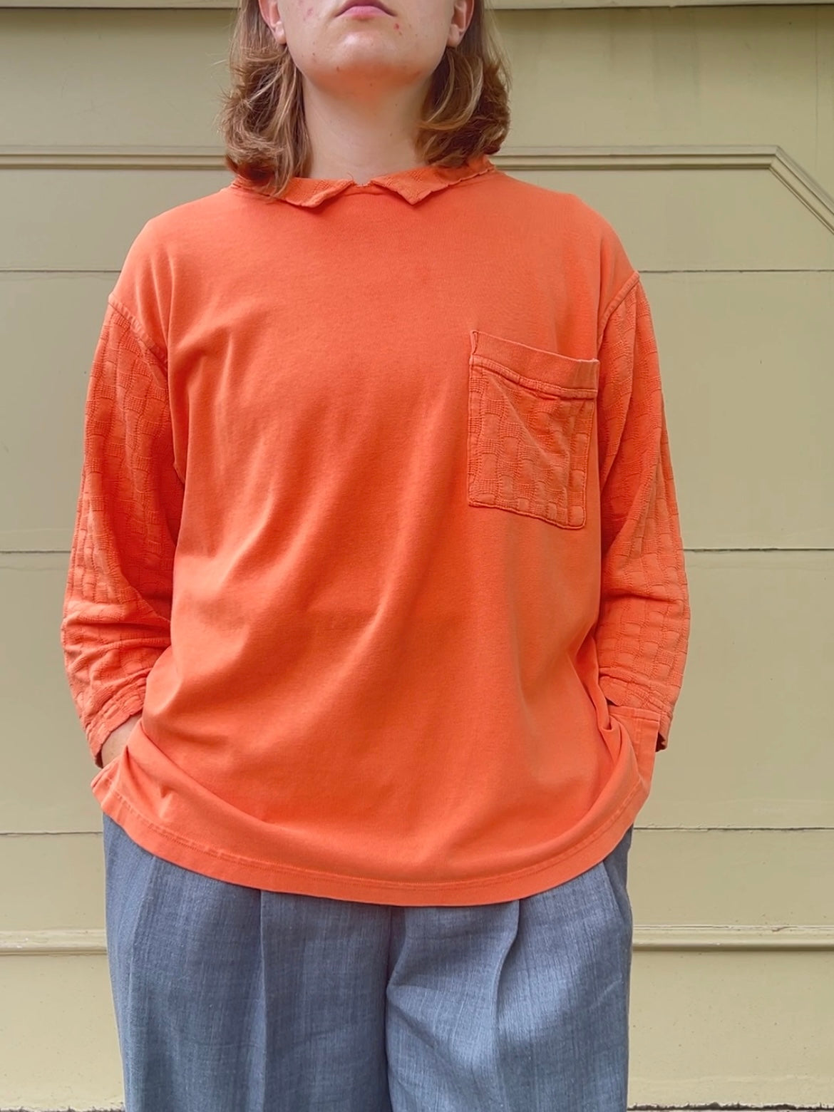 80s/90s ONLY USA collared 3/4 sleeve pocket tee