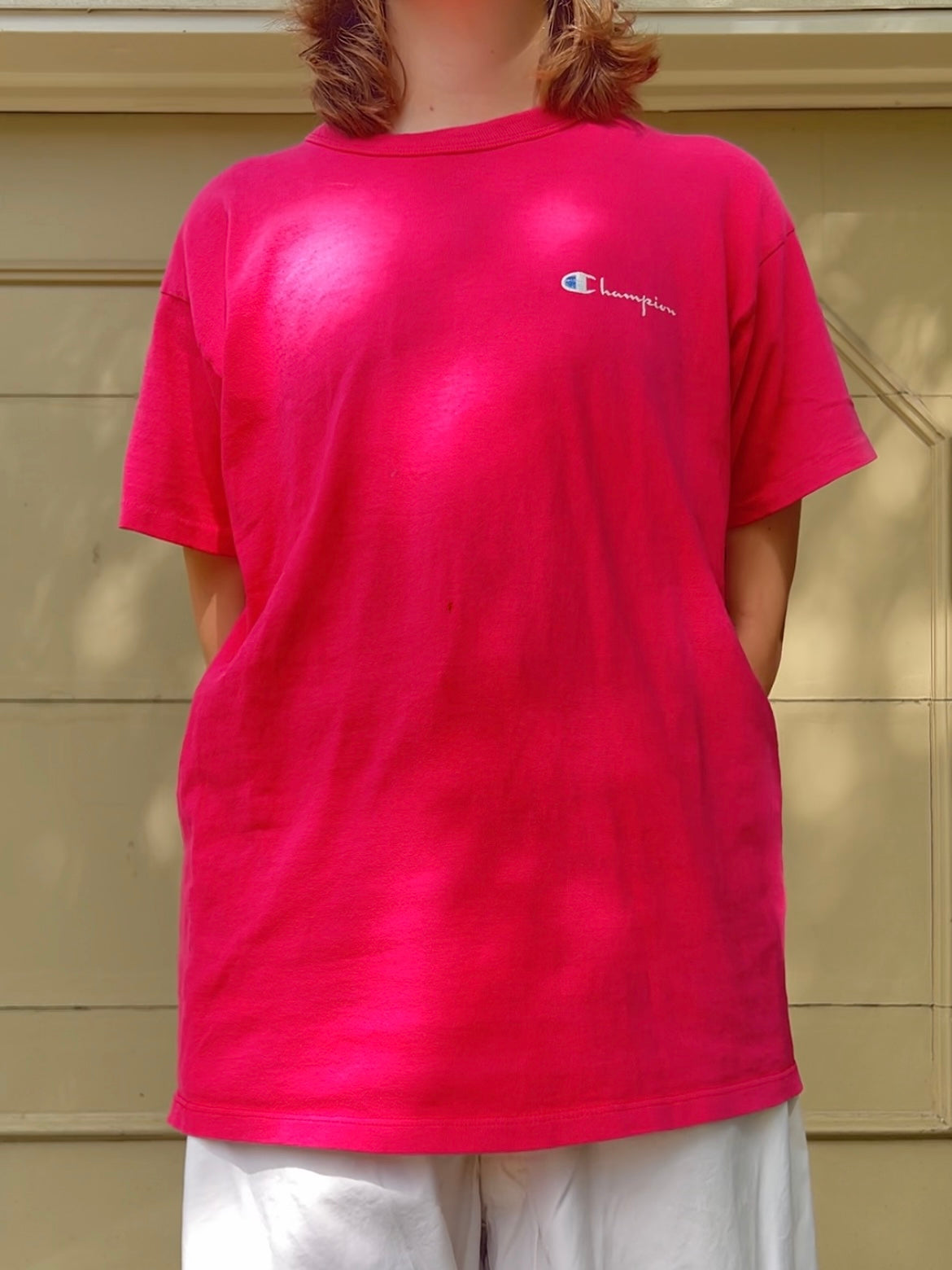 80s pink Champion tee