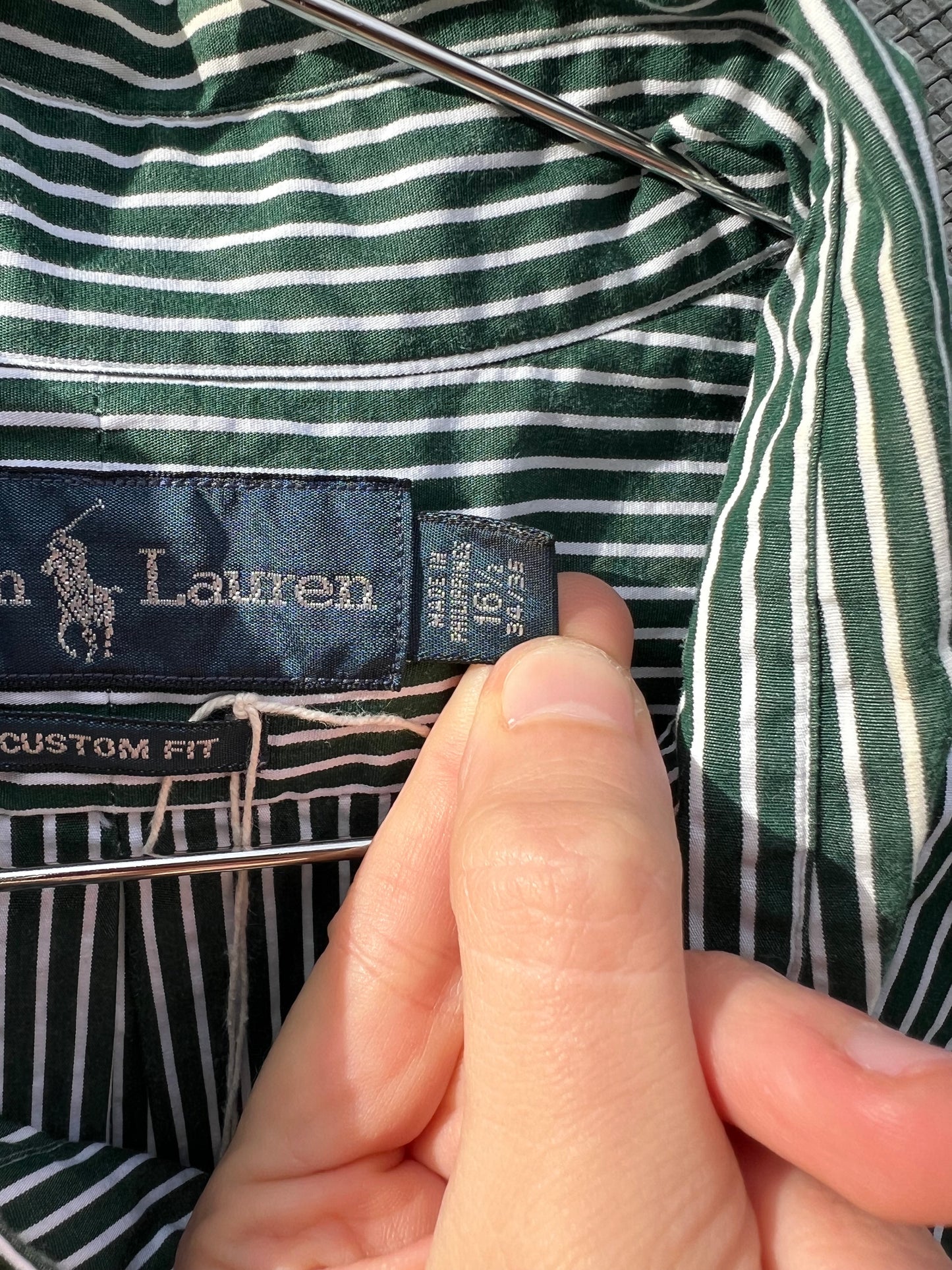 90s Ralph Lauren forest green stripe shirt