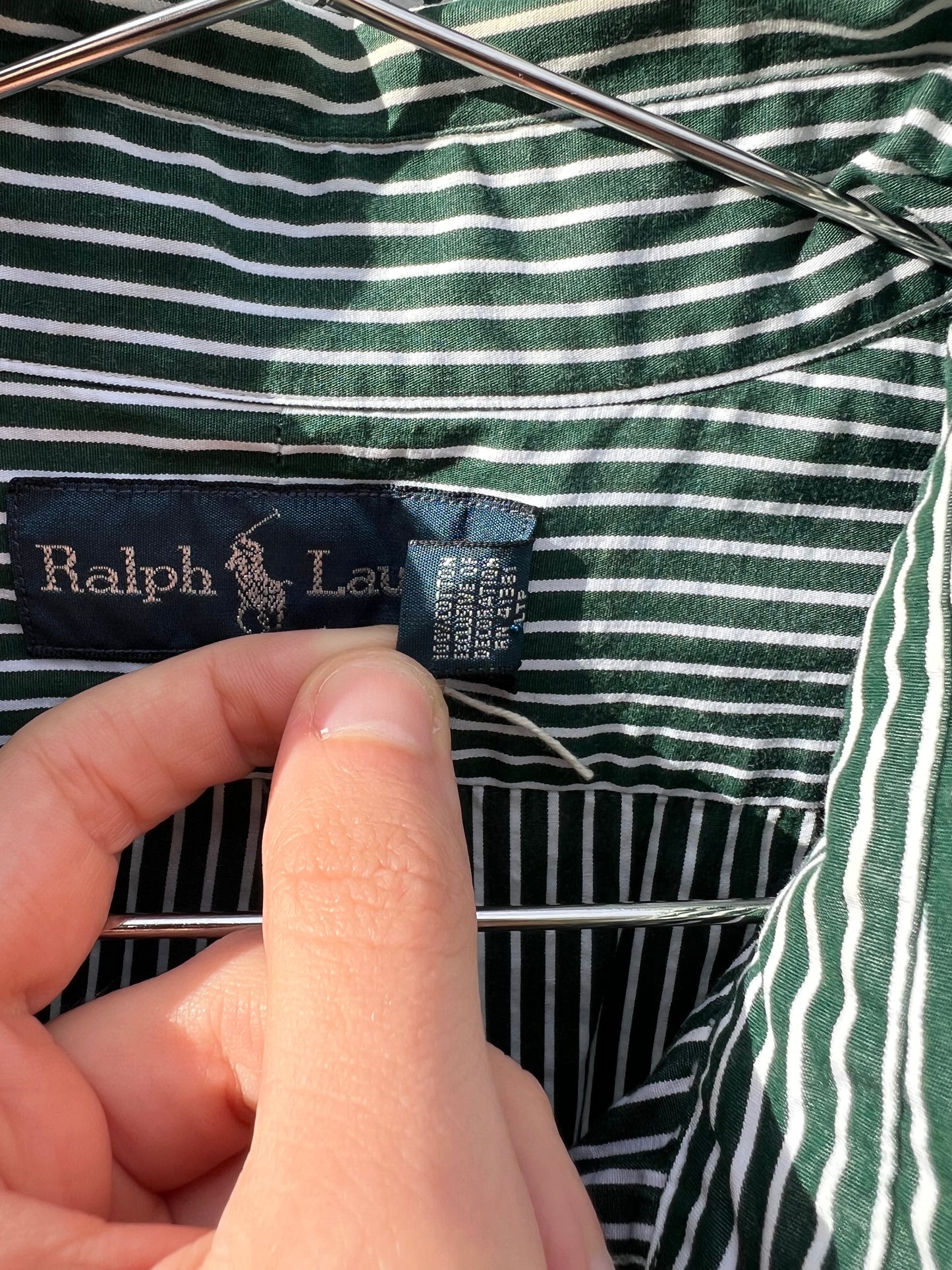 90s Ralph Lauren forest green stripe shirt