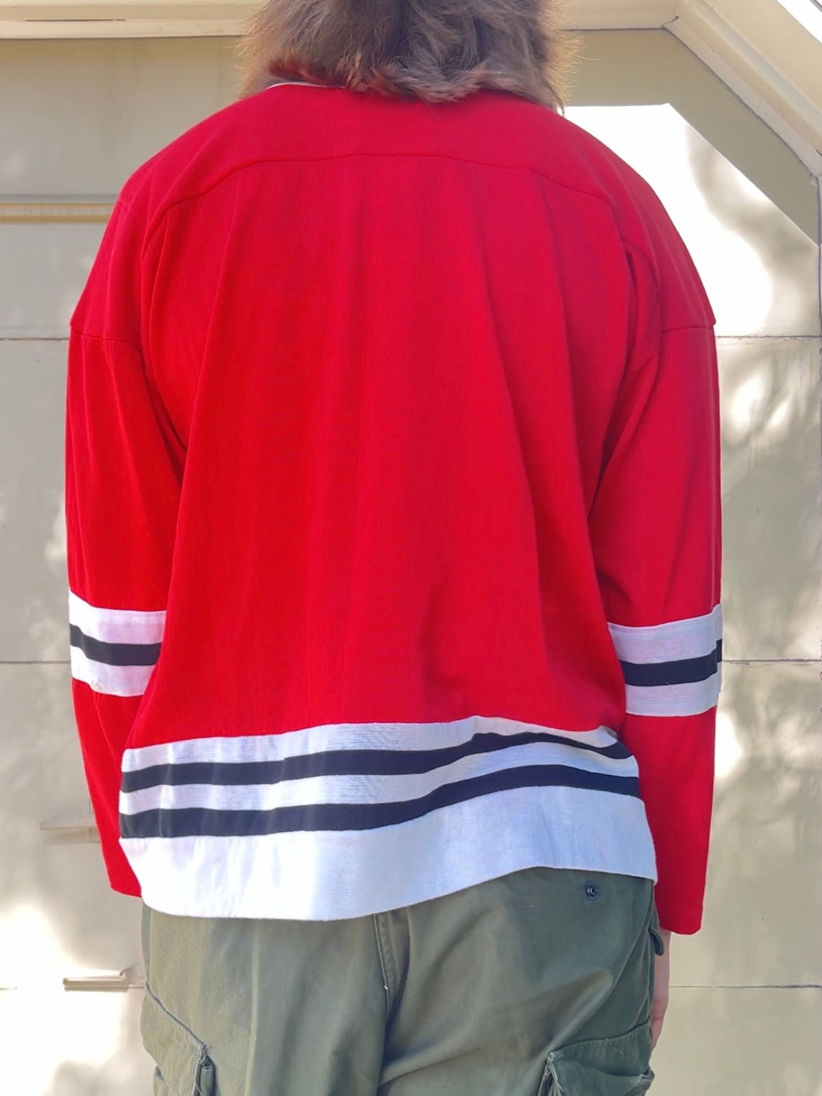 70s Rawlings red, black, and white hockey jersey