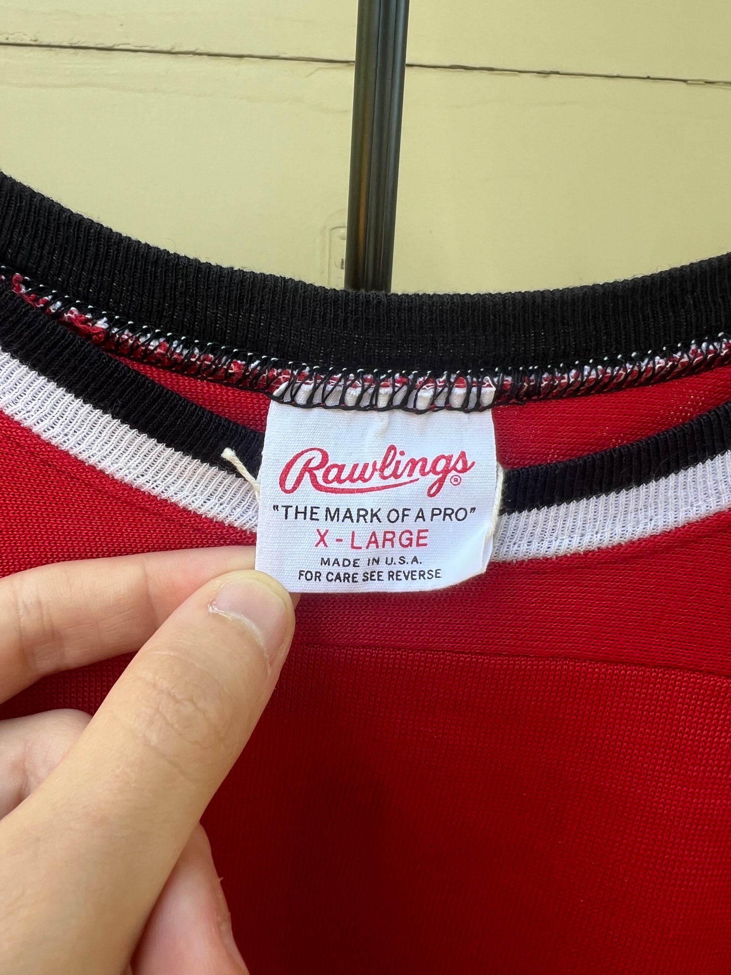 70s Rawlings red, black, and white hockey jersey