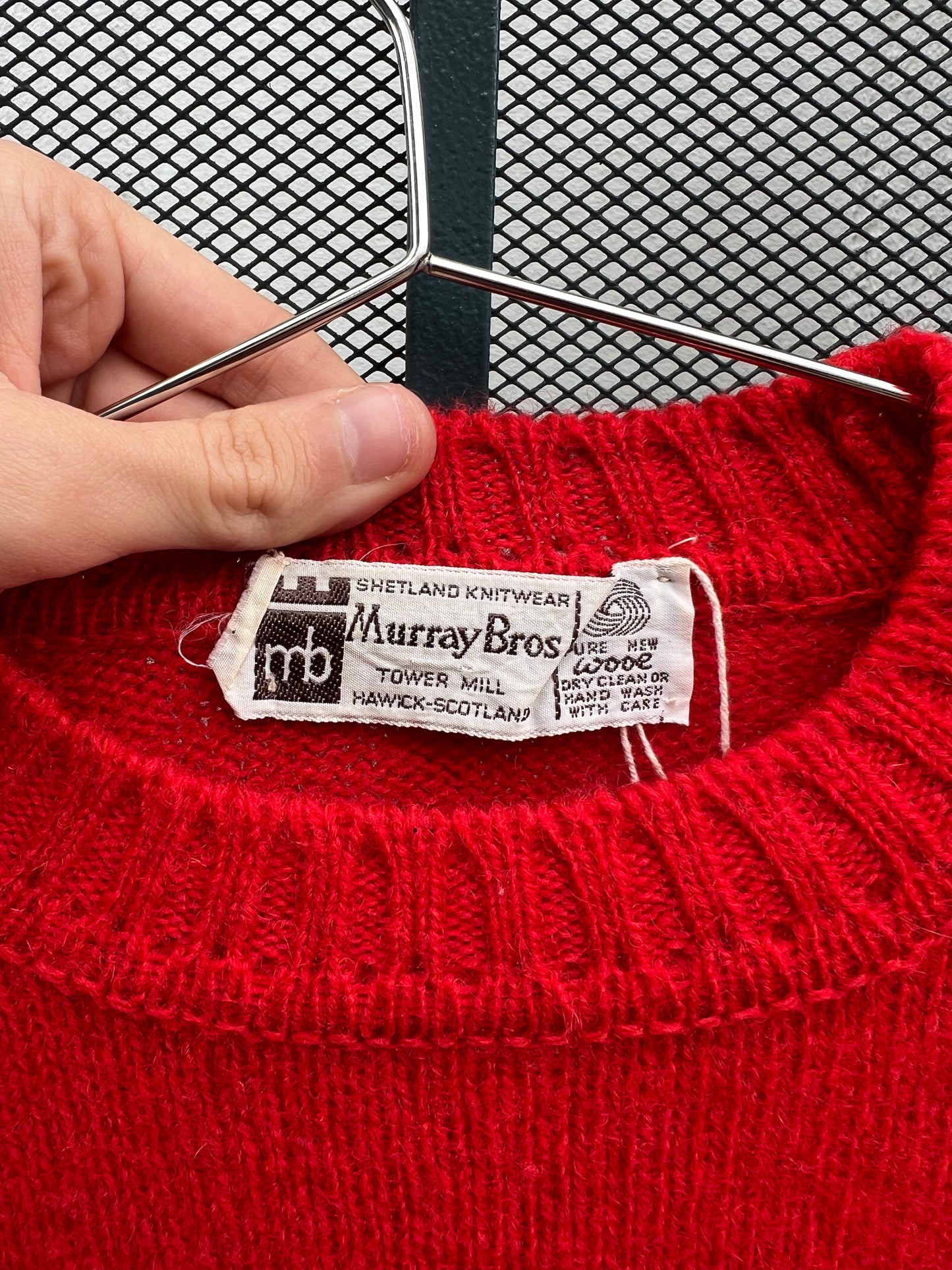 70s Murray Bros red cableknit fisherman sweater