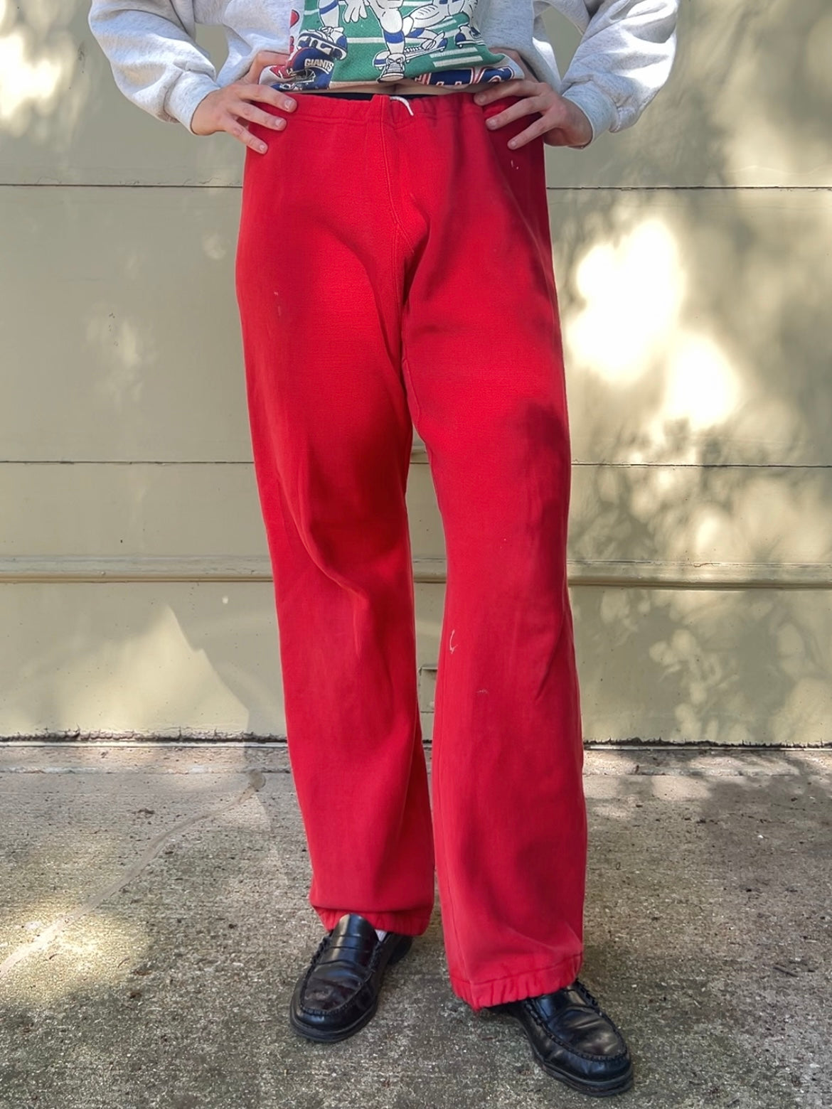 80s red Champion Reverse Weave bootcut sweatpants