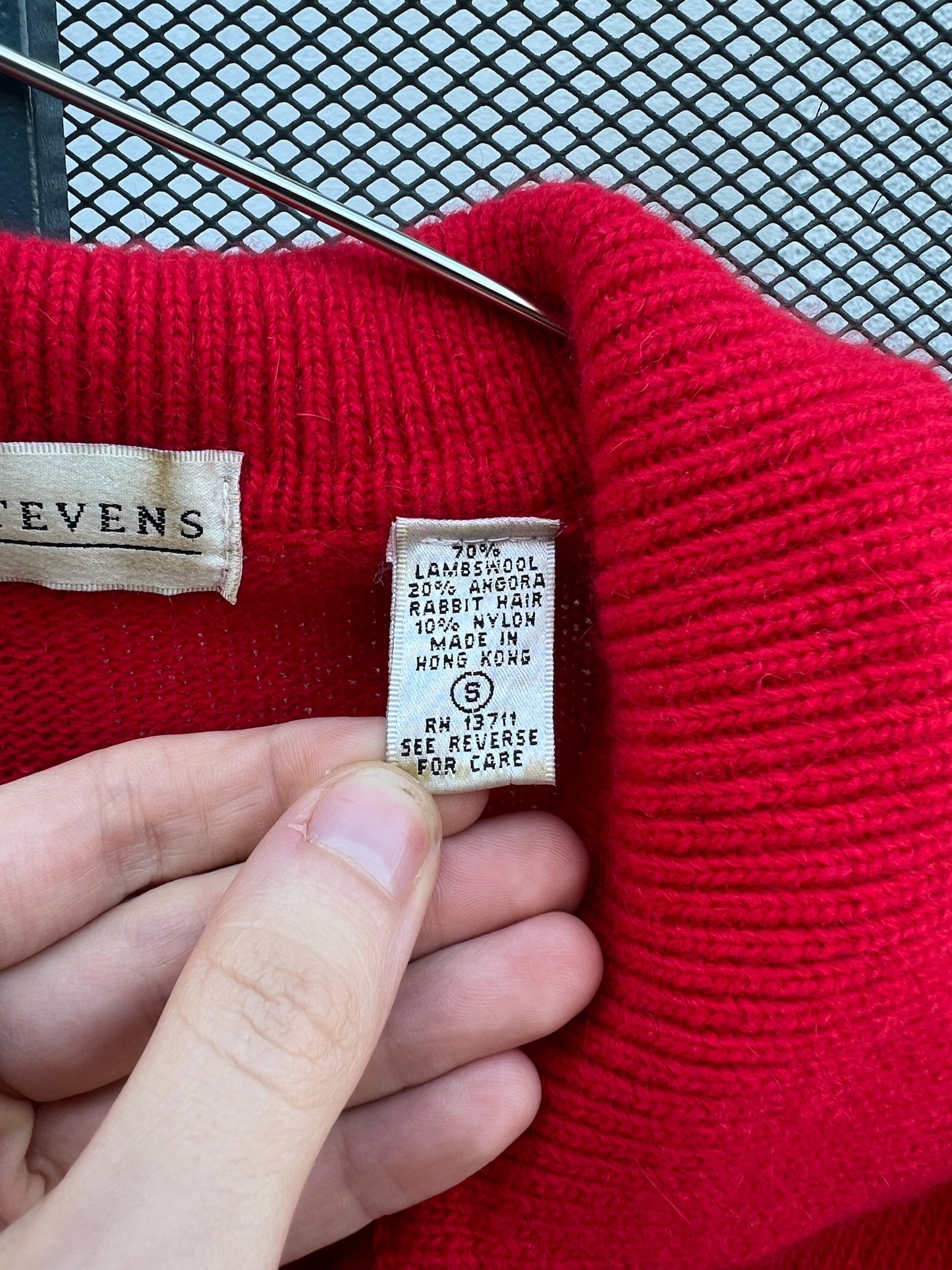 90s Valerie Stevens red knit polo sweater with gold buttons