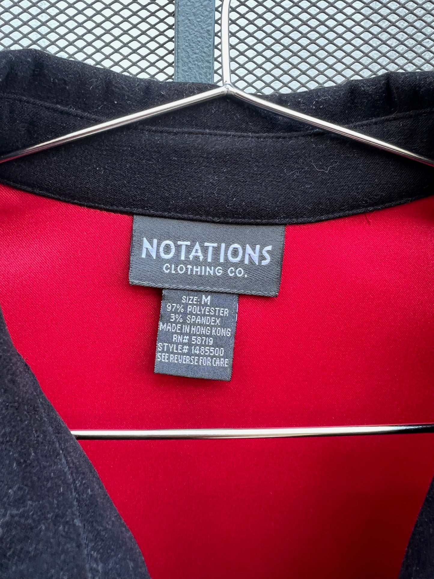 80s Notations Clothing Co red and black zip shirt