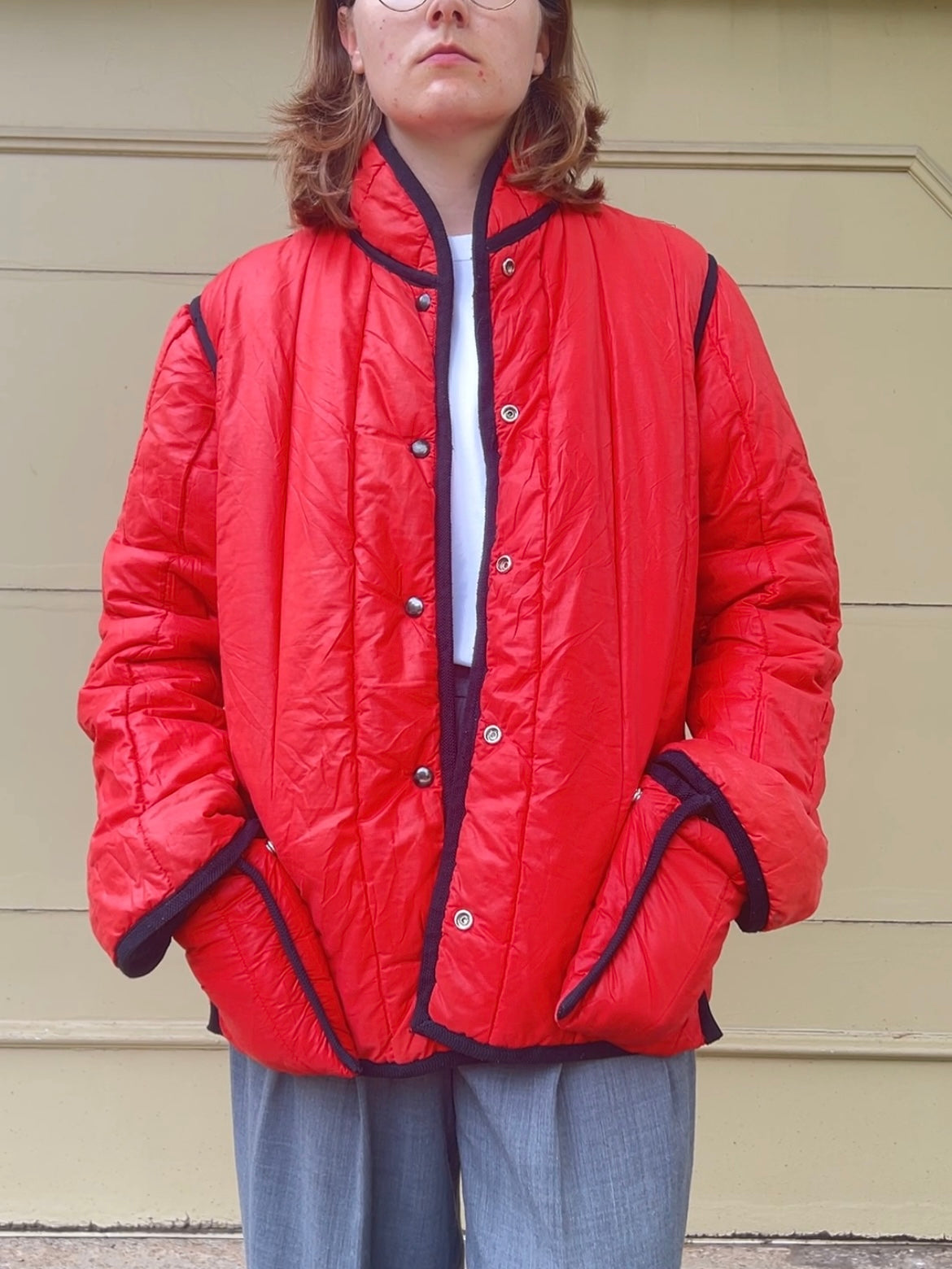 70s Cuddle Coat New York red and black reversible parka liner