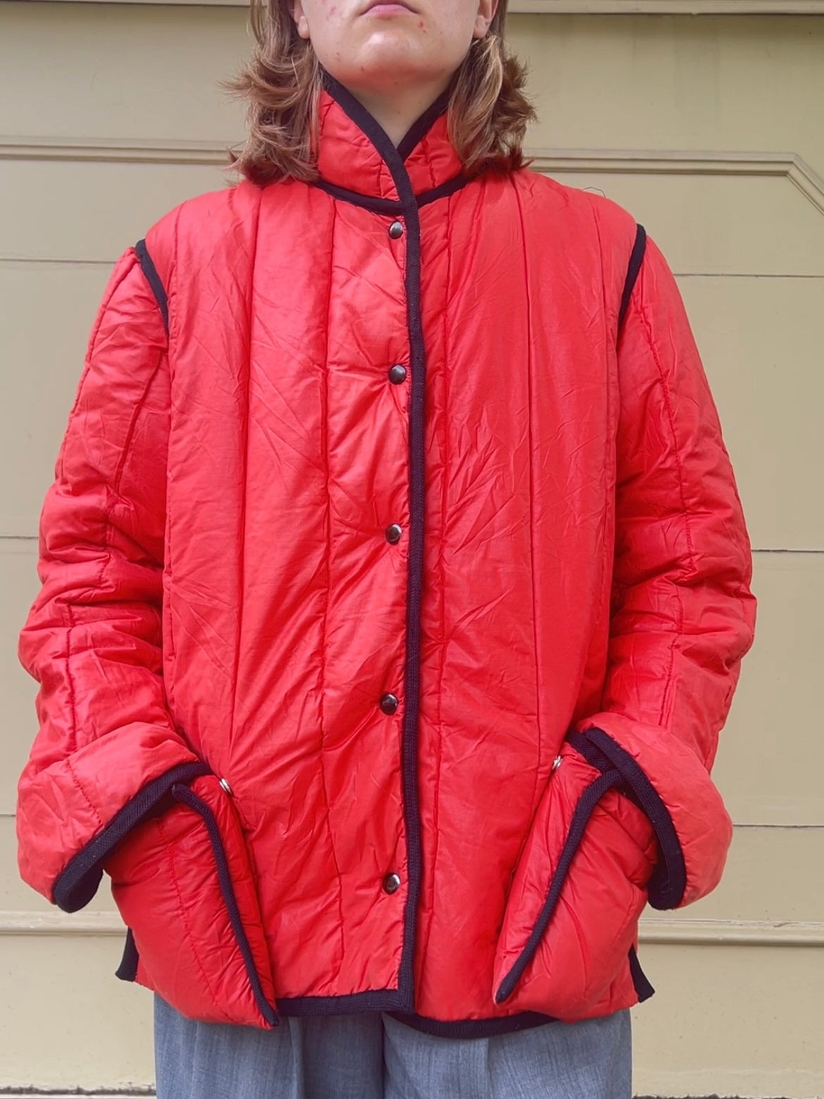 70s Cuddle Coat New York red and black reversible parka liner