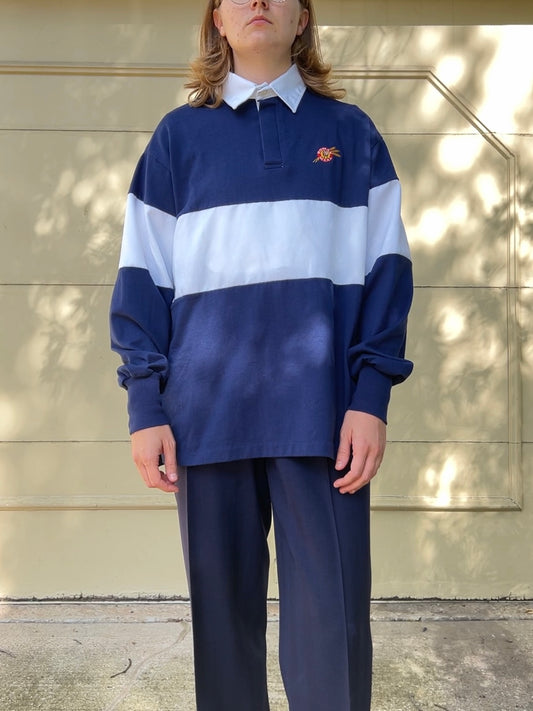 80s The Rugby navy and white stripe rugby shirt