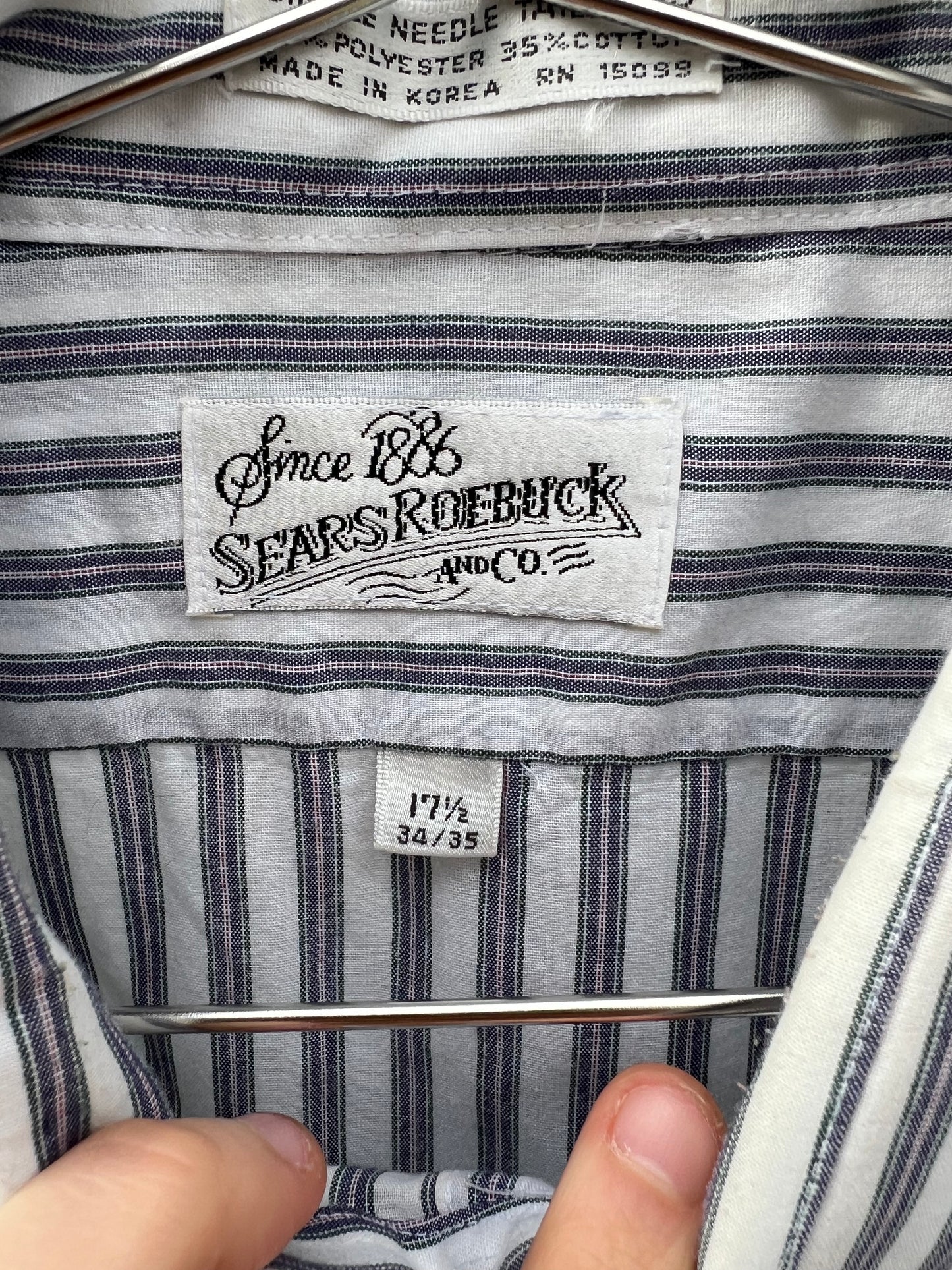 60s Sears Roebuck and Co green and purple stripe shirt