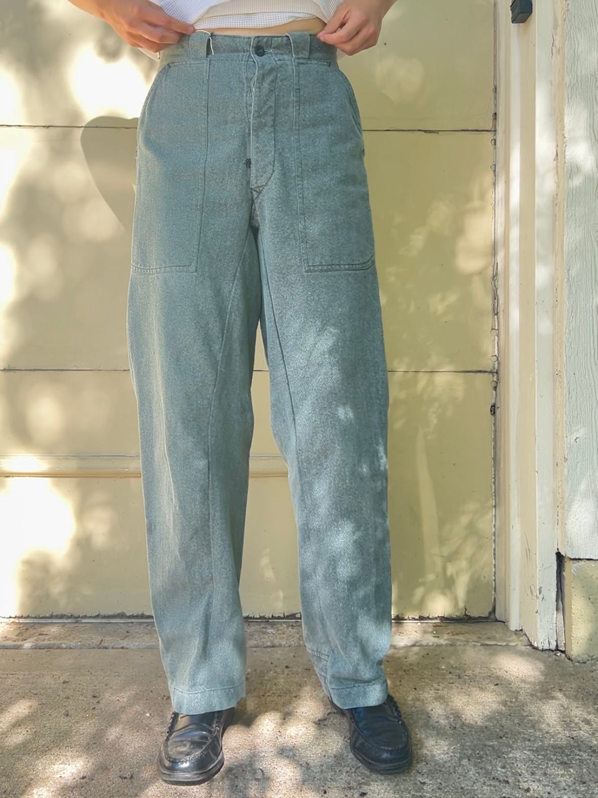 80s Swiss Military denim patch pocket trousers