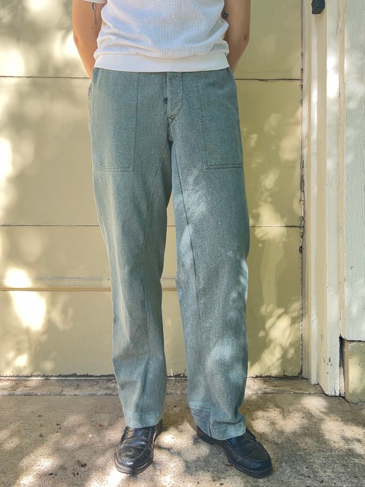 80s Swiss Military denim patch pocket trousers