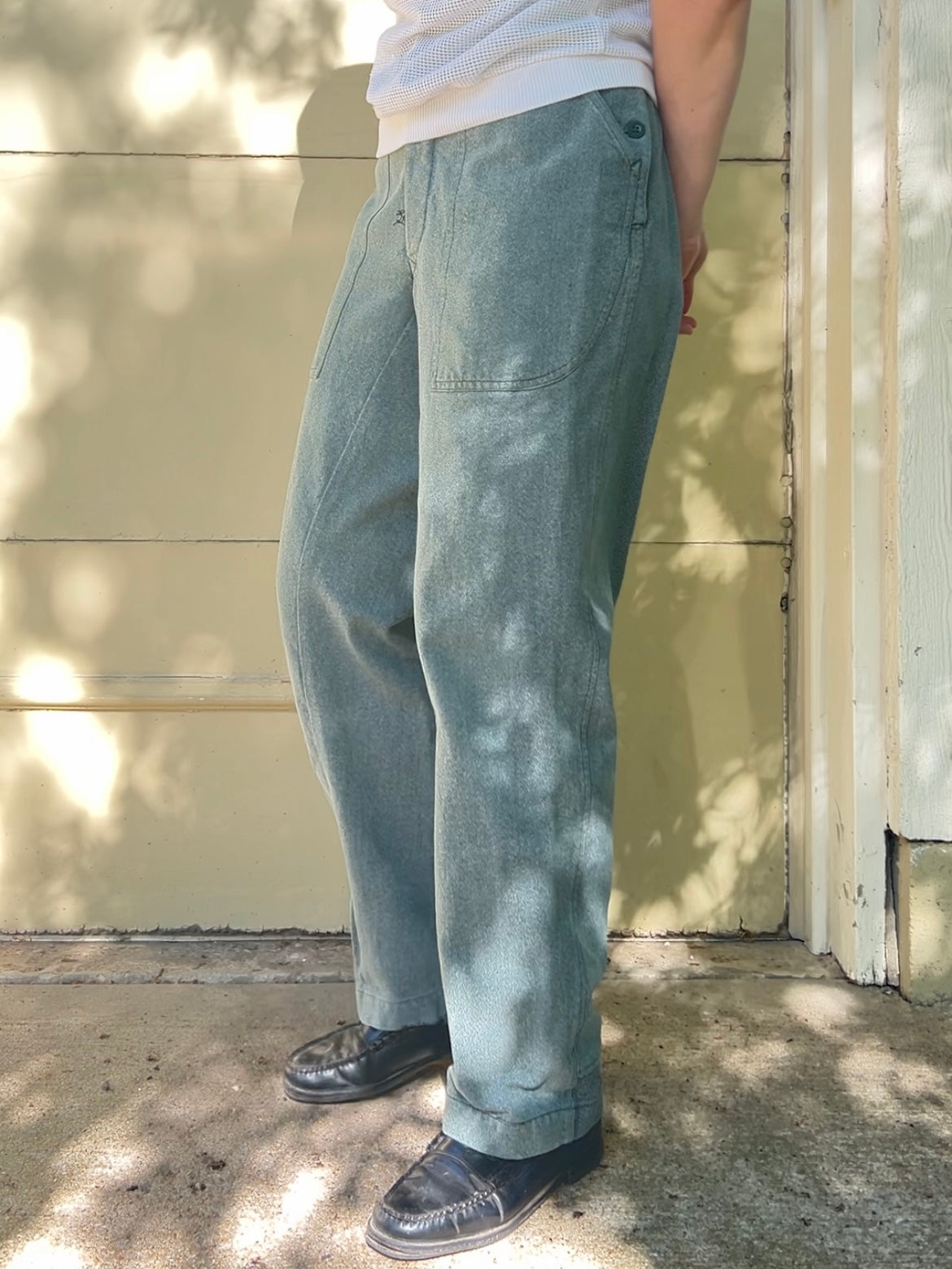 80s Swiss Military denim patch pocket trousers