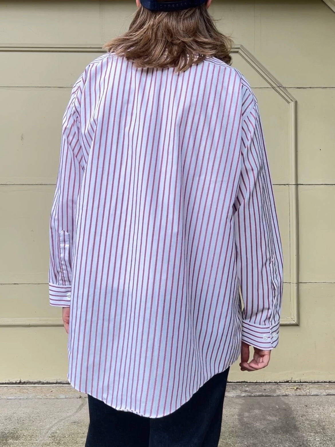 90s Towncraft maroon and white stripe button up