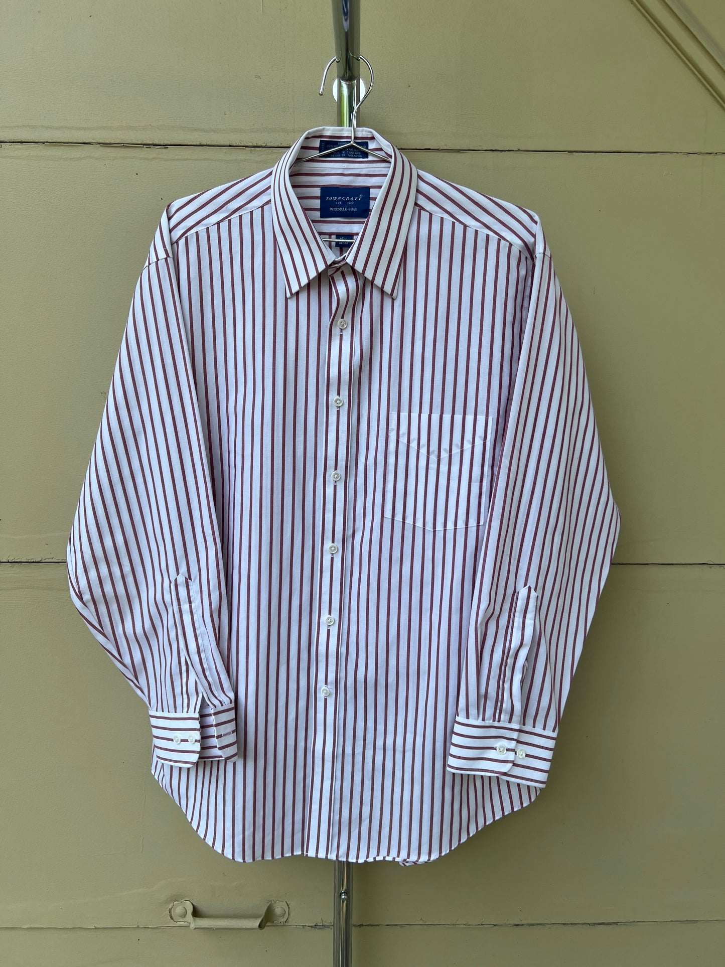 90s Towncraft maroon and white stripe button up