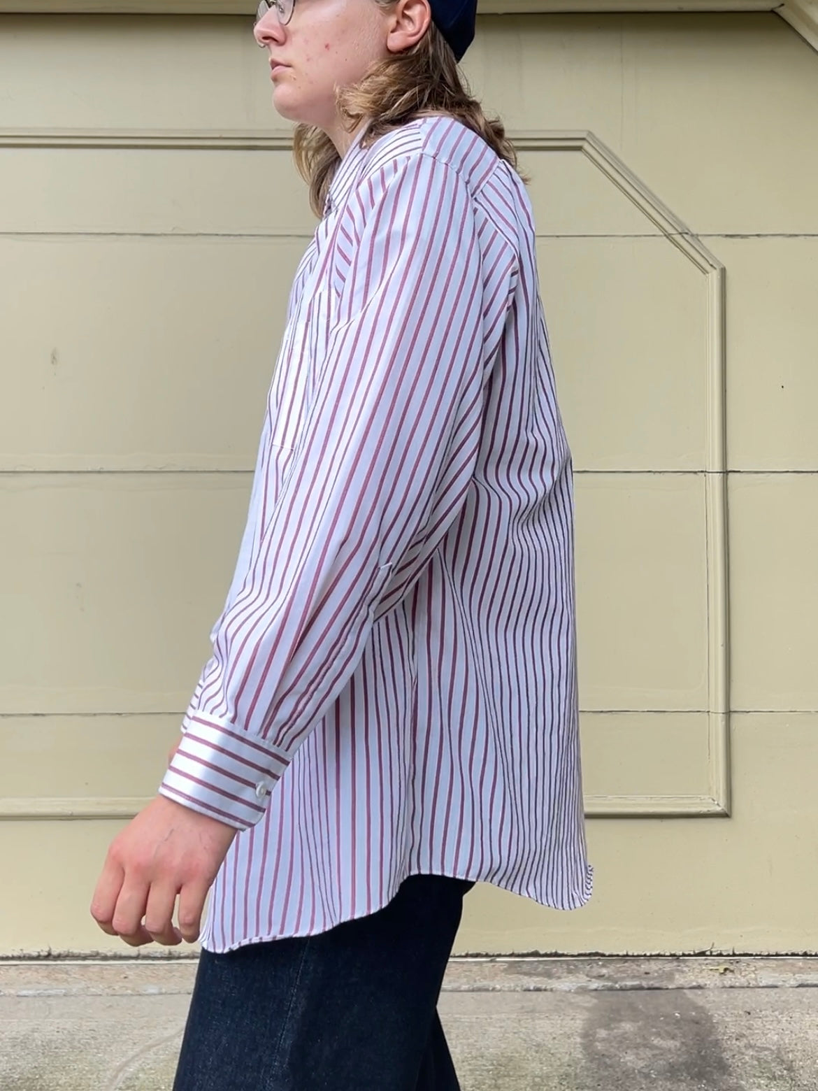 90s Towncraft maroon and white stripe button up