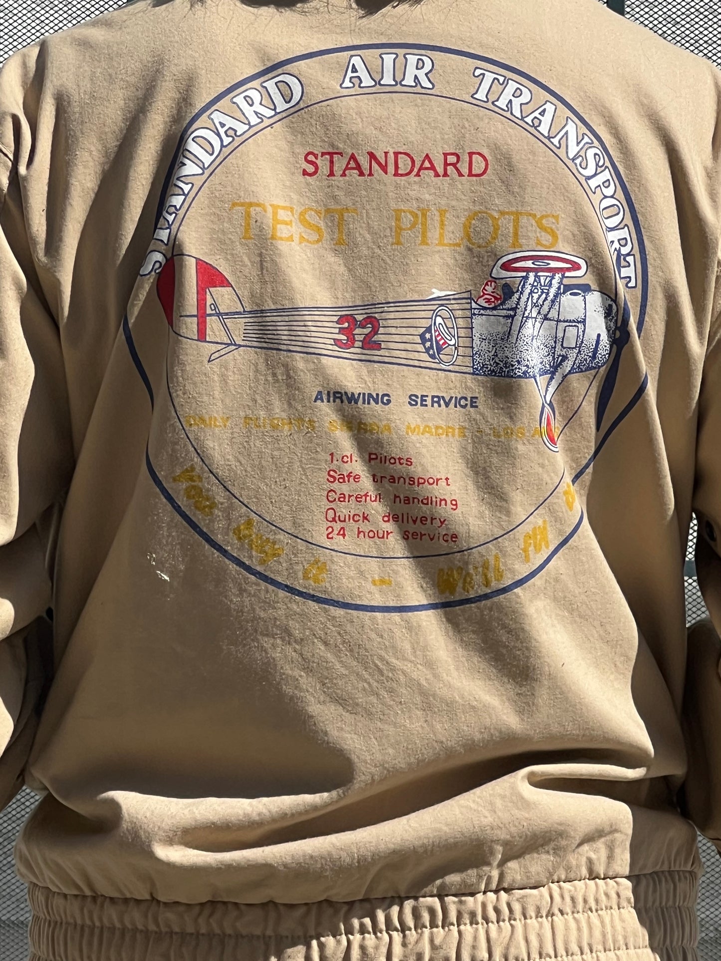 80s Trader Bay khaki flight jacket with back design