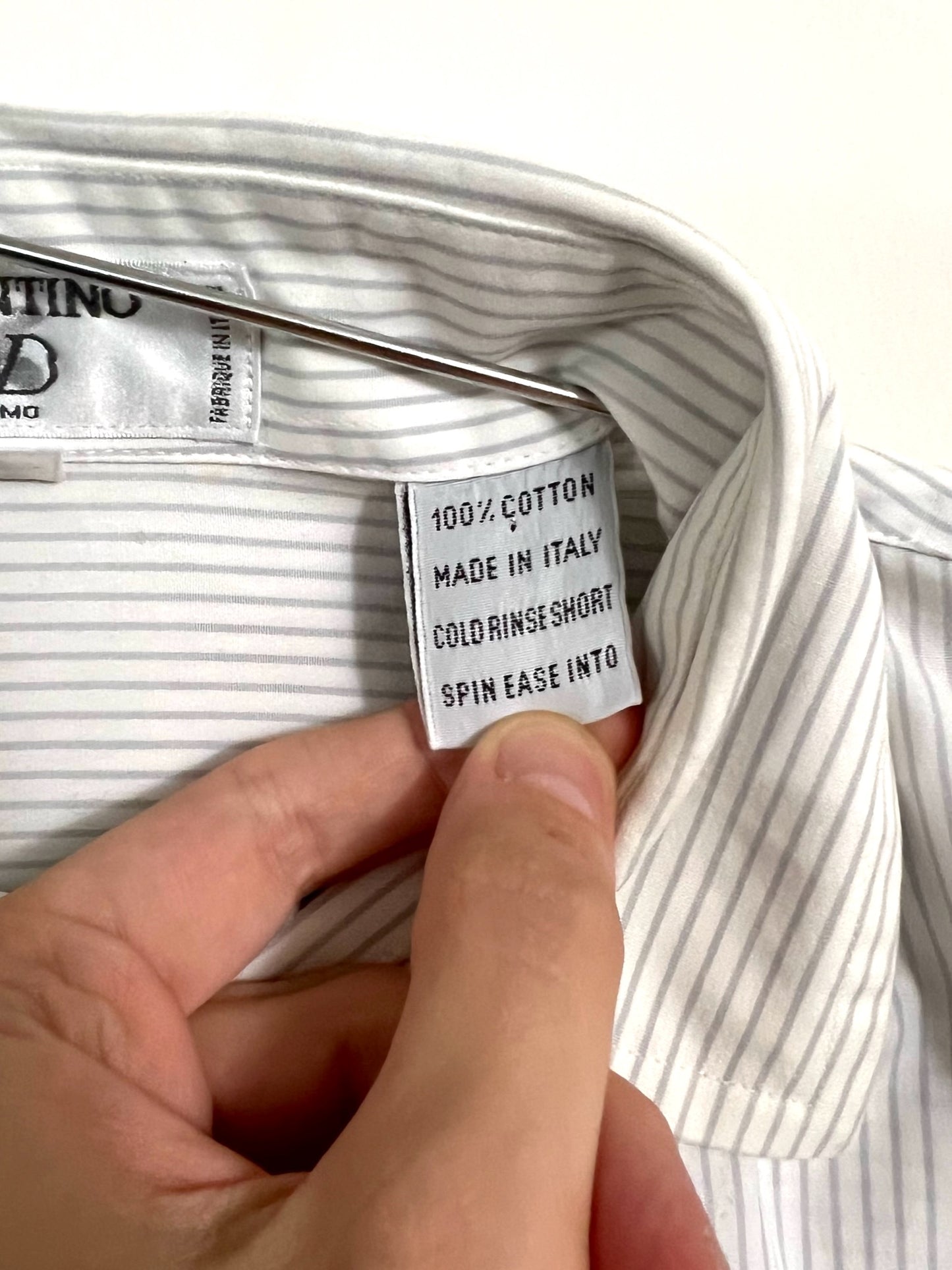 80s Valentino white and gray striped shirt